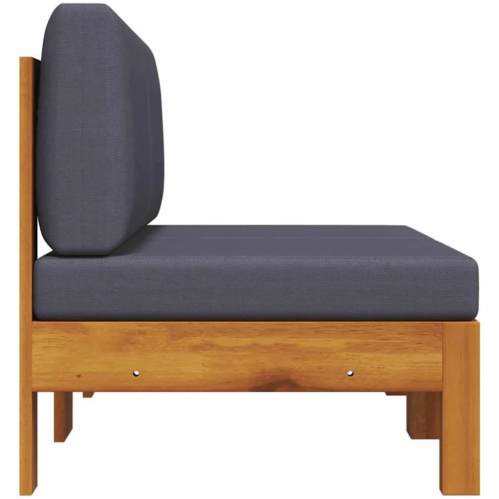 vidaXL 2X Acacia Solide Canapés Centraux avec Coussins Canapés Centraux de Patio Meuble de Terrasse Canapés de Jardin Extérieur Gris Foncé