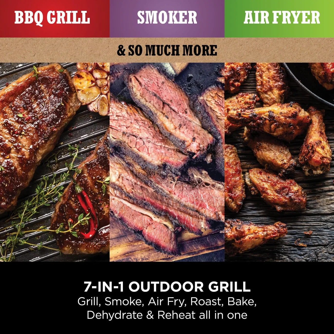 Ninja Woodfire Electric BBQ Grill & Smoker, 7-in-1 Outdoor Barbecue Grill & Air Fryer, Roast, Bake, Dehydrate, Uses Woodfire Pellets, Non-Stick, Portable, Gift for her / him, Grey/Black, OG701UK