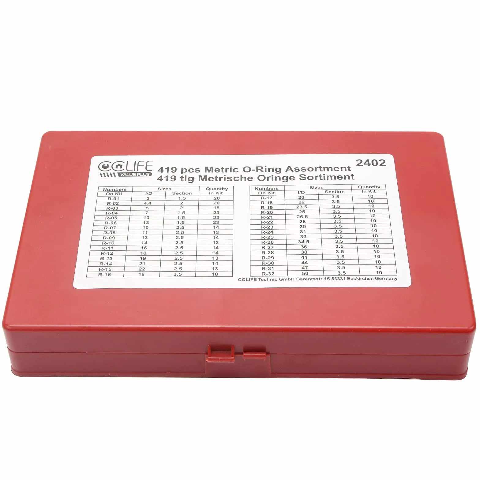 CCLIFE 419 Joints Toriques NBR Ø 3-50 mm, 32 Tailles Kit d'Étanchéité Caoutchouc