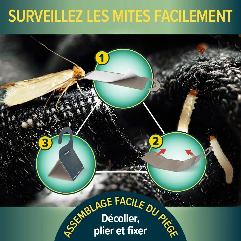 NOPE! Pièges Anti Mites Textiles 3 x 2 – Inodore & Non Toxique – À Base de Phéromones – Protection Efficace pour Vêtements