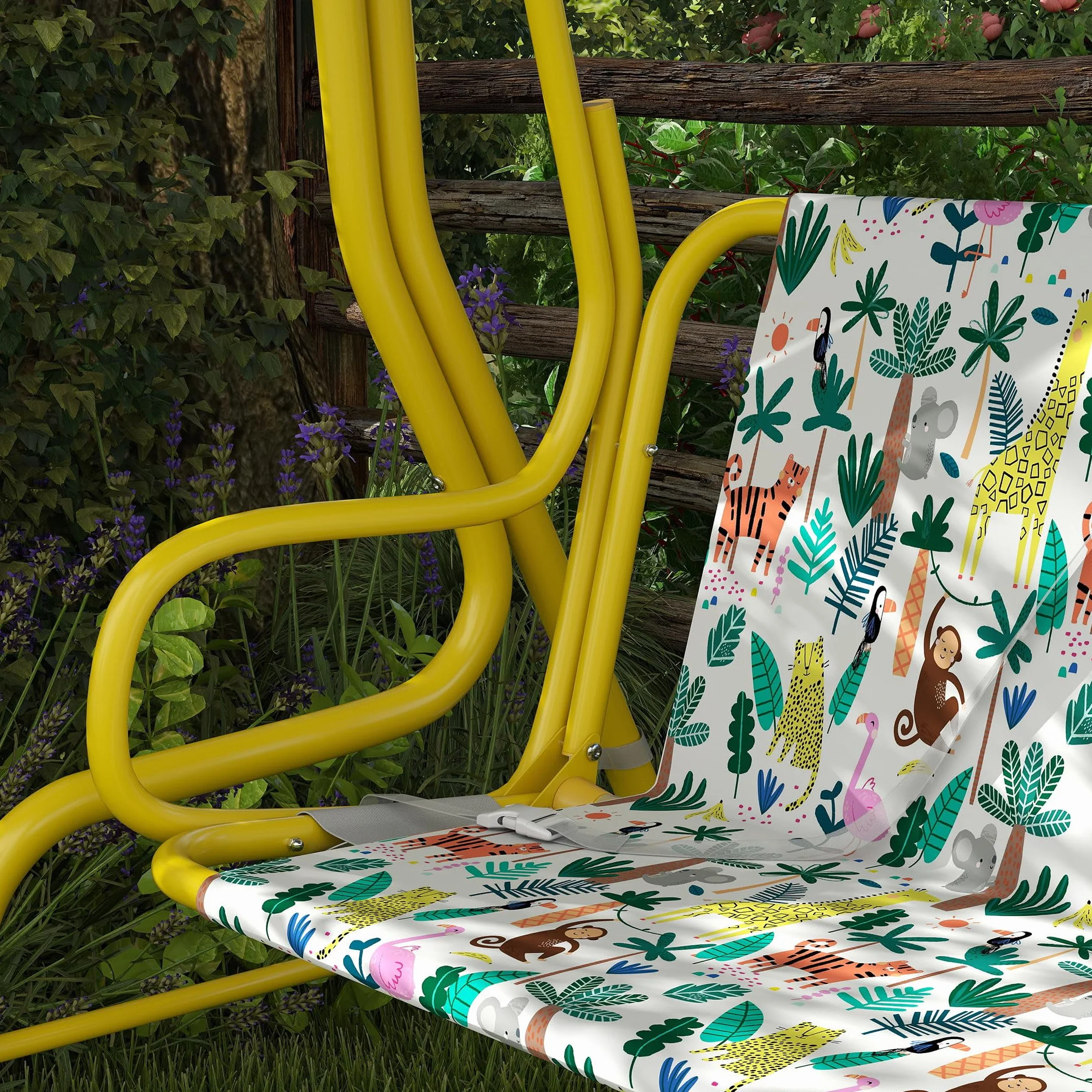 AIYAPLAY Balançoire Hollywood pour Enfants 2 Places avec Pare-Soleil réglable, Ceinture de sécurité, Banc de Jardin