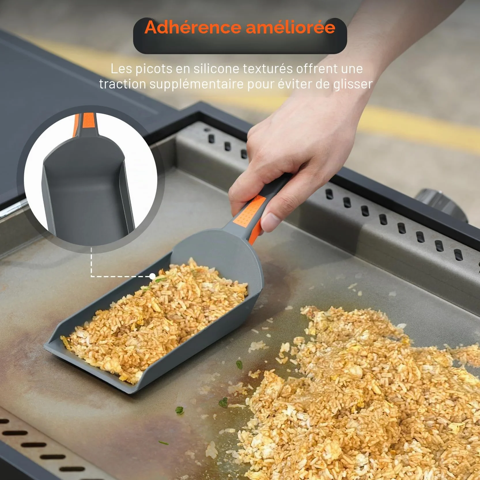 Onlyfire Kit Ustensiles Plancha Barbecue Anti Rayure Spatule Bord Relevé Pince