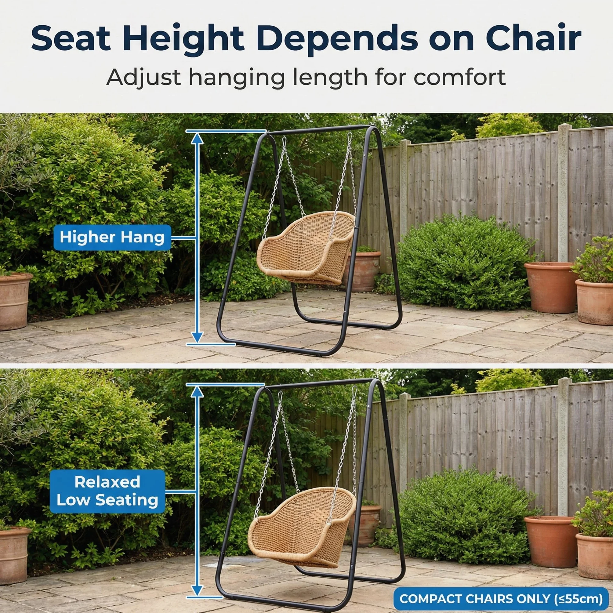 Support de chaise hamac en A acier robuste hauteur réglable pieds antidérapants chaise suspendue intérieur extérieur