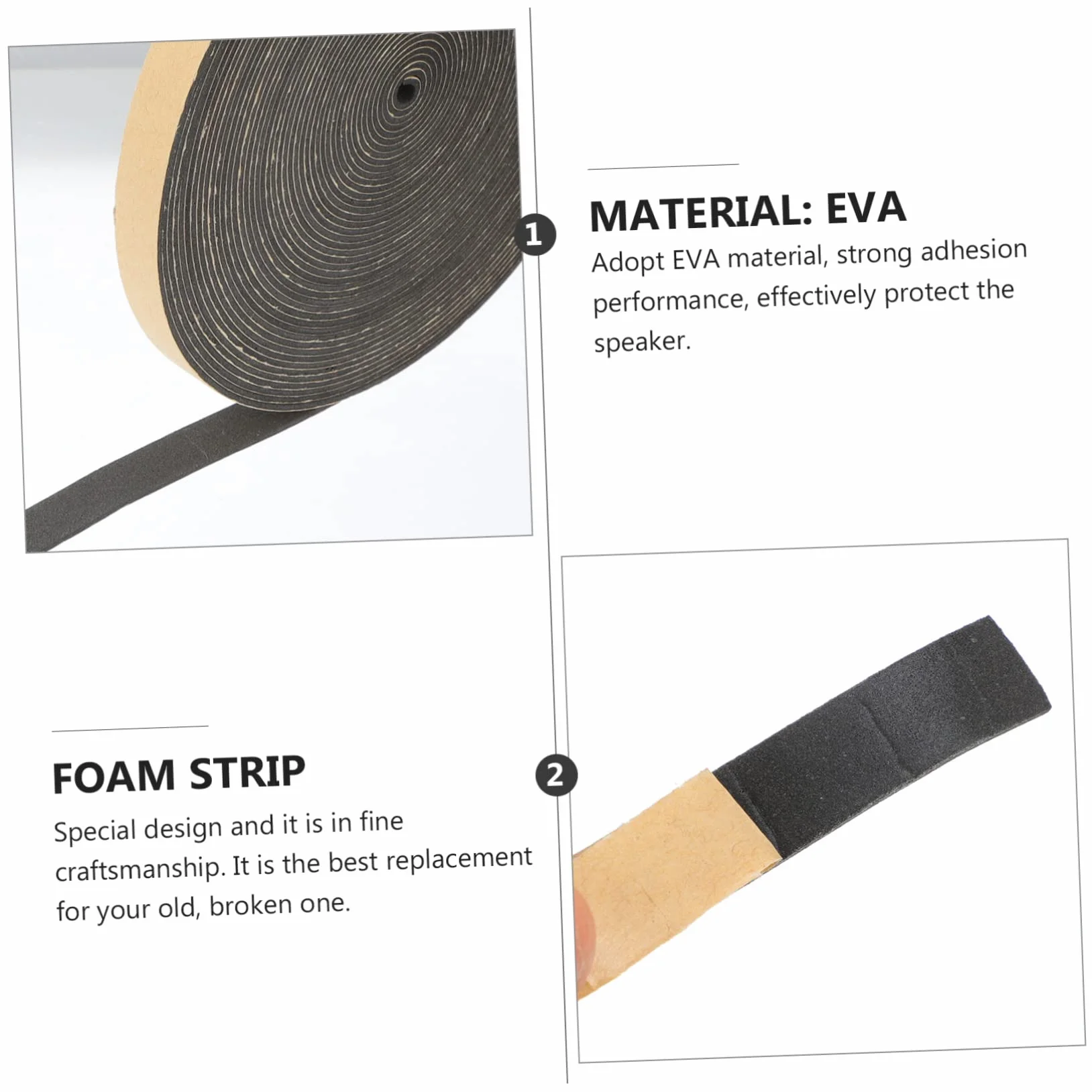 Ruban Mousse Phonique Noir Eva pour Haut-parleur, Bande D'étanchéité Renforcée
