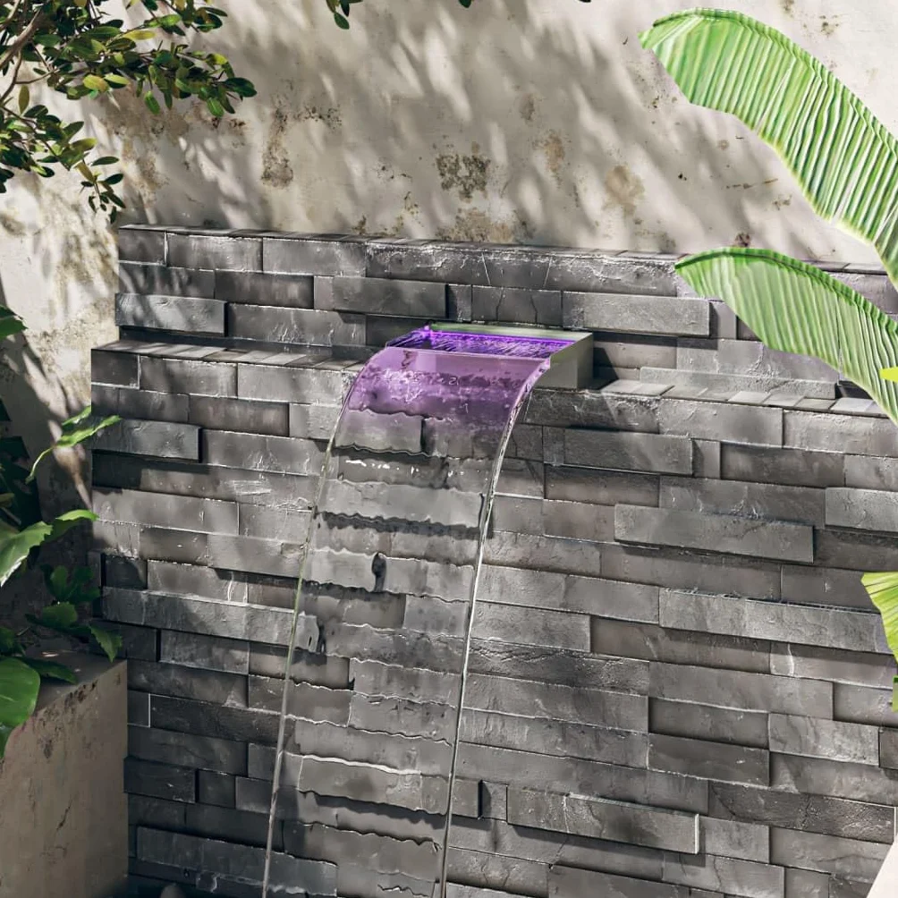 vidaXL Déversoir Cascade LED Fontaine Piscine INOX 30 cm RVB