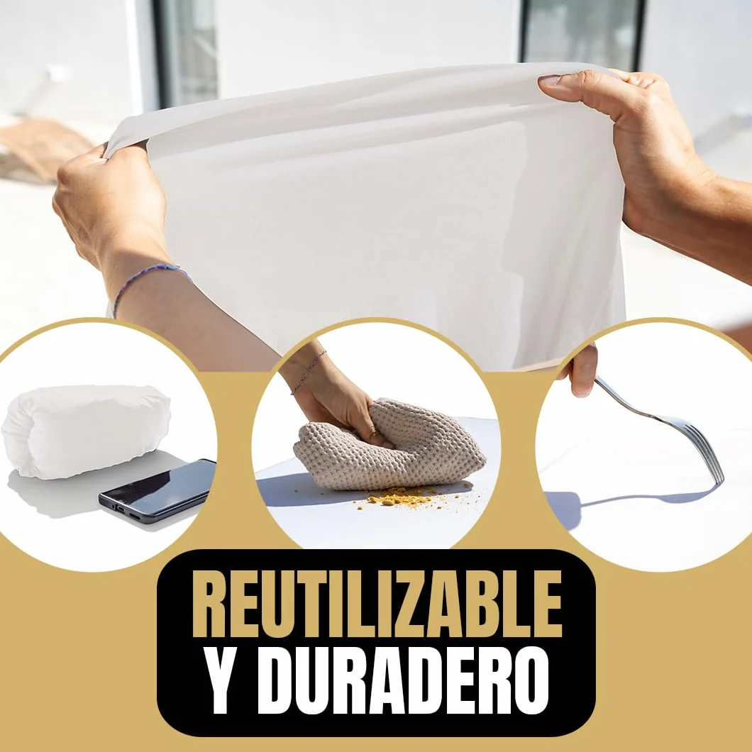 Lot de 2 Nappes Table Pliante 180 cm Blanches Housses Plateau Ajustées Tissu Spandex Déperlant Mariage Baptême