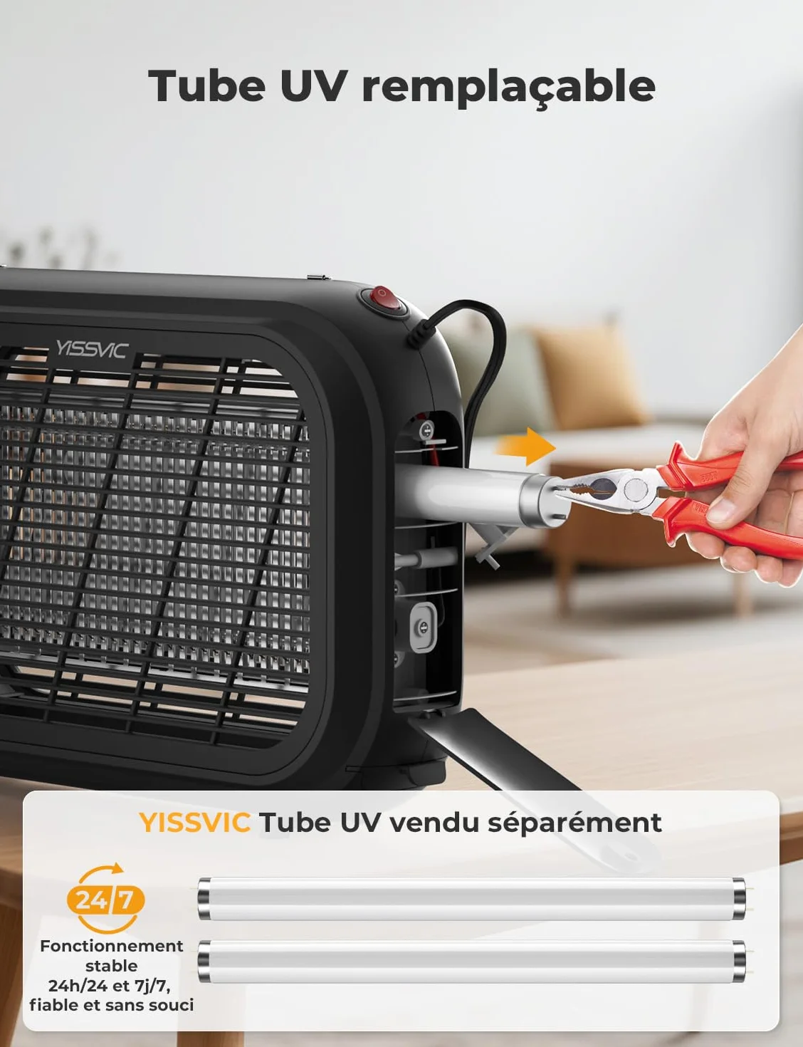YISSVIC Lampe Anti Moustique Intérieur 4300V 20W Tue Mouche avec 2 Grilles Électrique Destructeur Anti Insectes, Noir