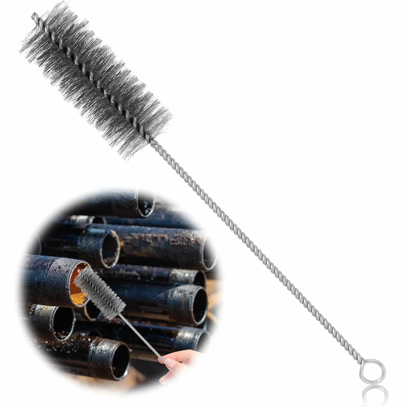 Brosse pour Tuyau de poêle Ø 40 mm, Nettoyeur de cheminée Universel, Balai en Fil d'acier 30 cm
