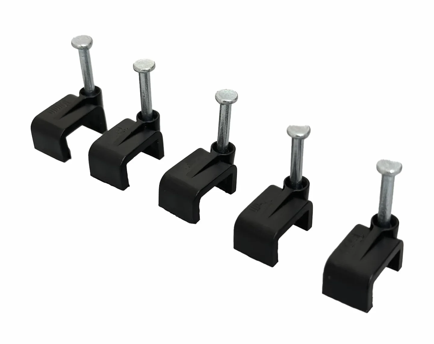 Clips de fixation plats en plastique noir pour câbles électriques TV téléphone Internet - Lot de 50