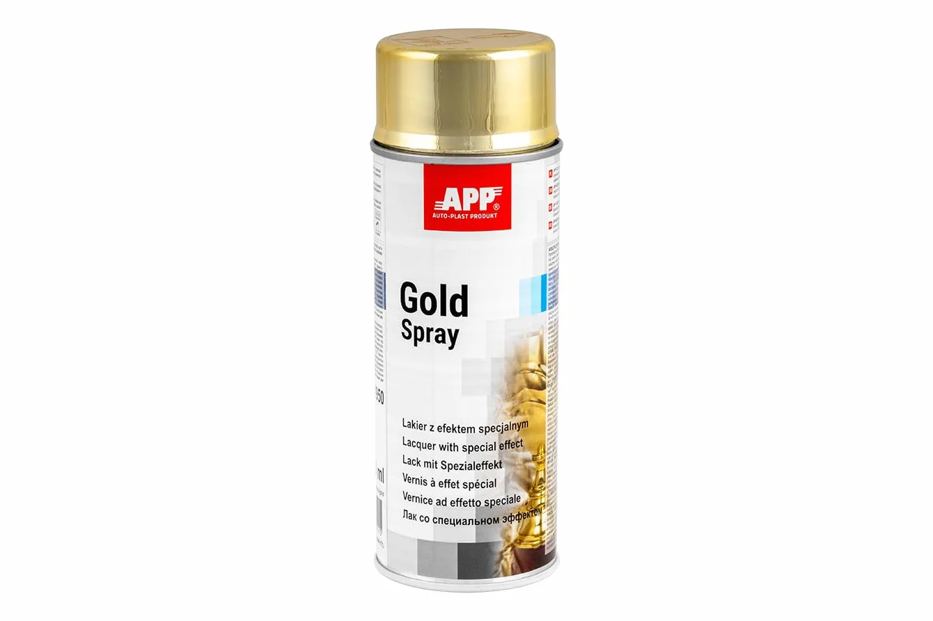 APP Gold Spray Bombe Dorée Finition effet d'or lisse 400 ml Vernis décoratif acrylique à séchage rapide