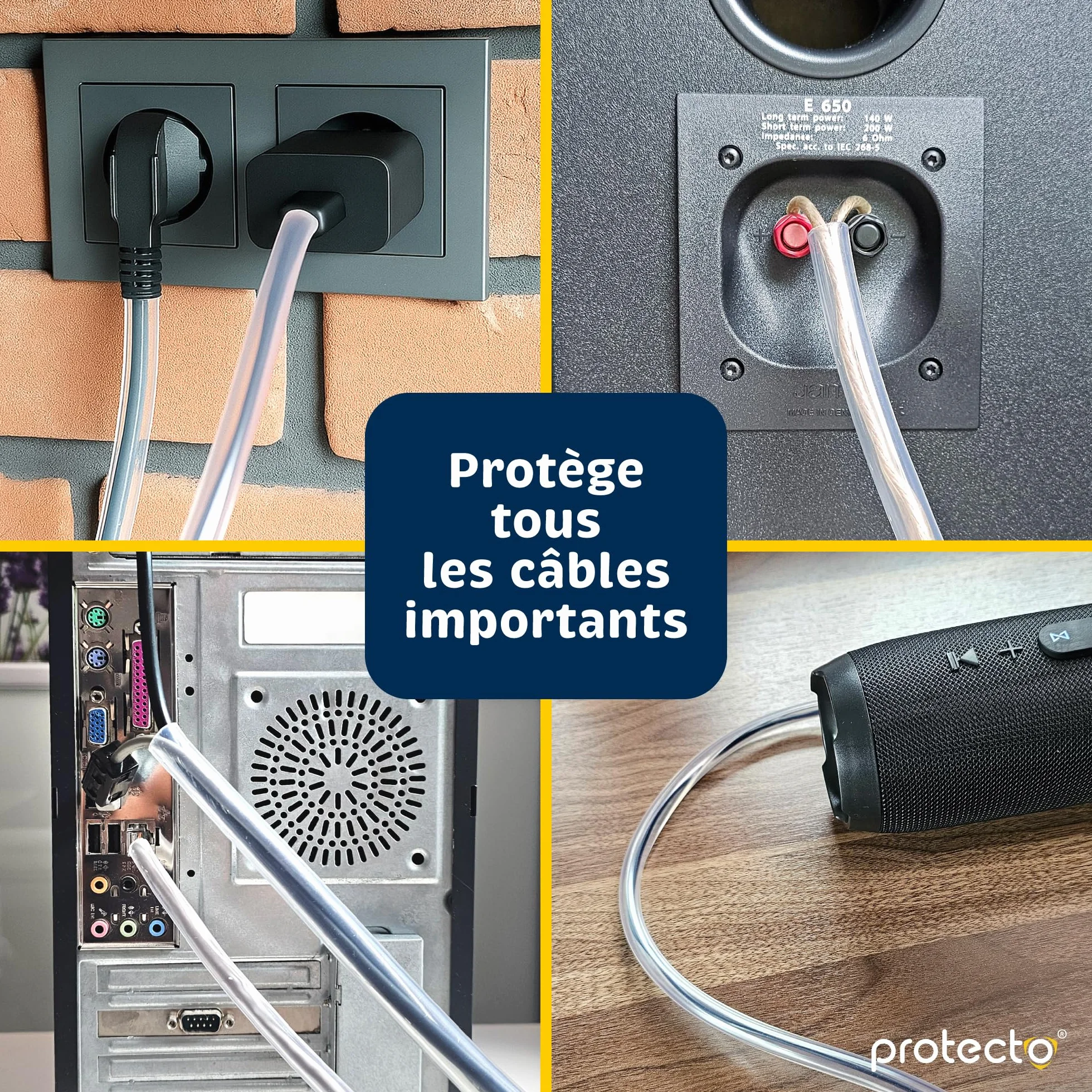 PROTECTO Gaine Protection Câble 3 m Ø 9 mm Anti-Morsure Transparente