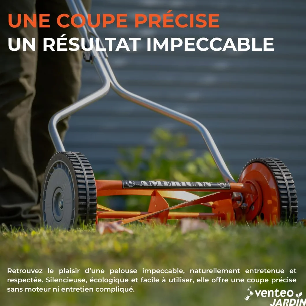 Tondeuse Manuelle Hélicoïdale Gazon 4 Lames 35 cm Hauteur Réglable VENTEO