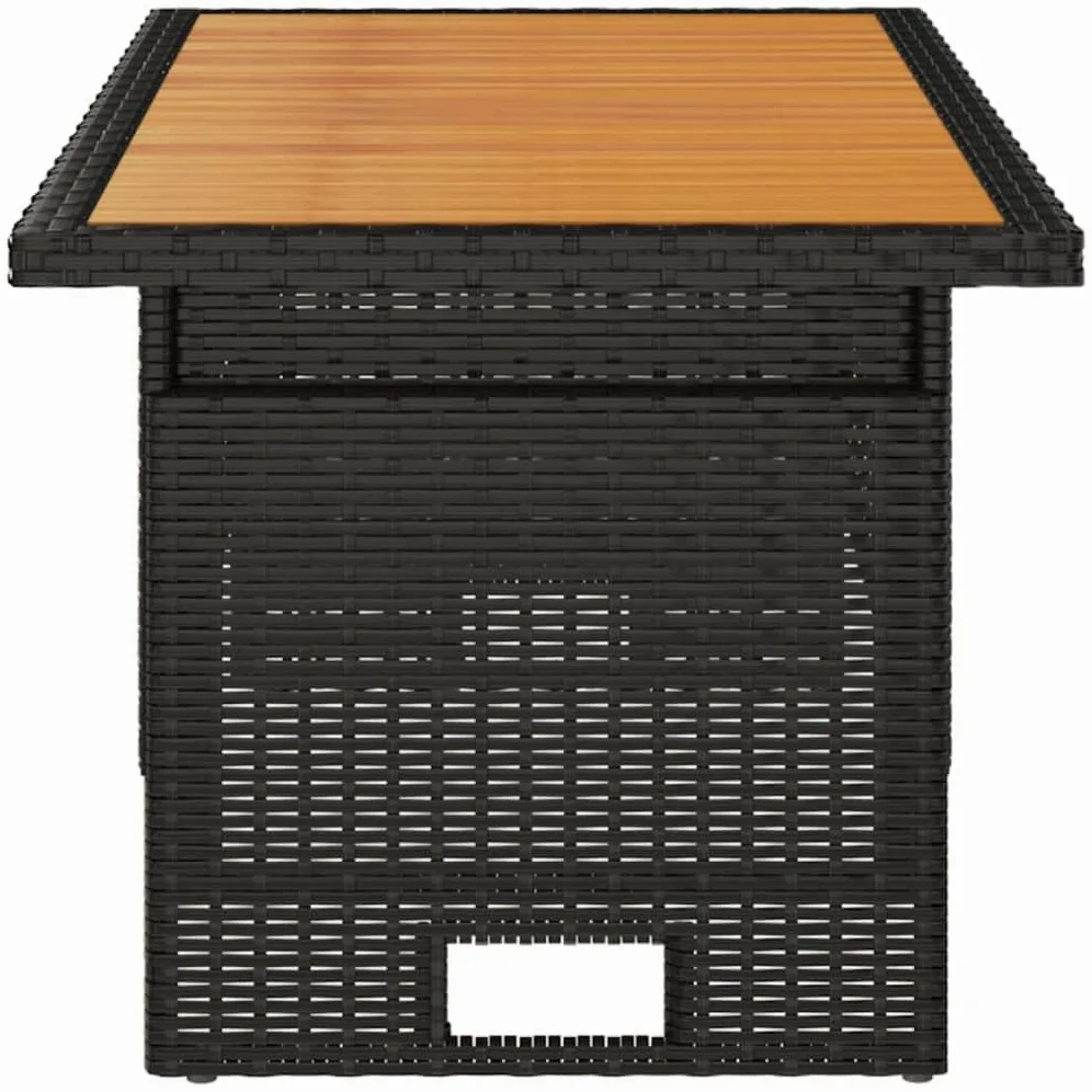 Tomostar Table Basse de Jardin, Table d'appoint Salon Terrasse Extèrieur Noir 100x50x43/63 cm Acacia et résine tressée