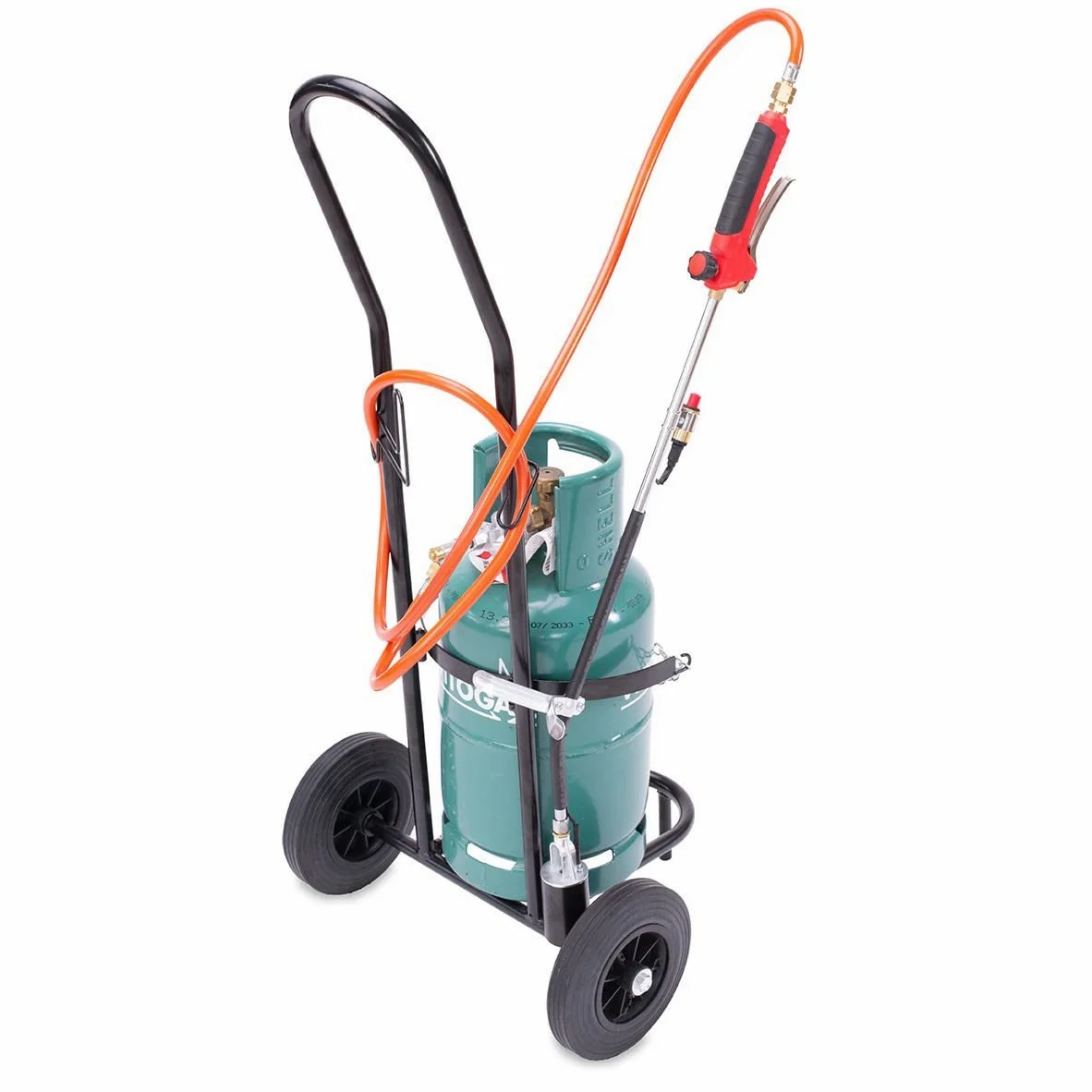 PROWELTEK - Désherbeur Thermique Professionnel à Gaz Propane – Kit Complet Haute Performance pour Grands Jardins. Inclus : Brûleur 50mm, Tuyau 5m Pro, Chariot à Roues. Chaleur Puissante.