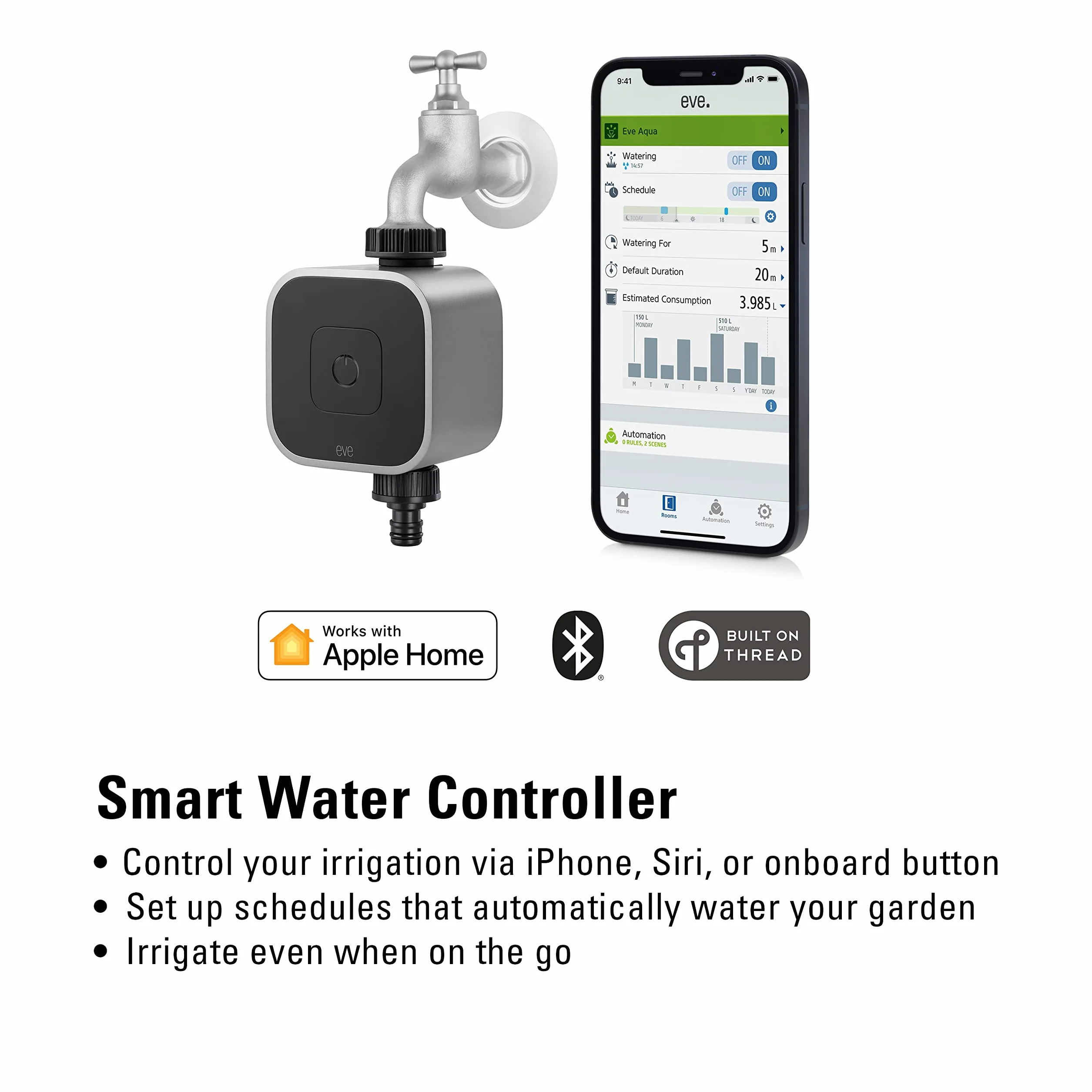 Eve Aqua contrôleur d'eau intelligent HomeKit Apple Siri Bluetooth Thread