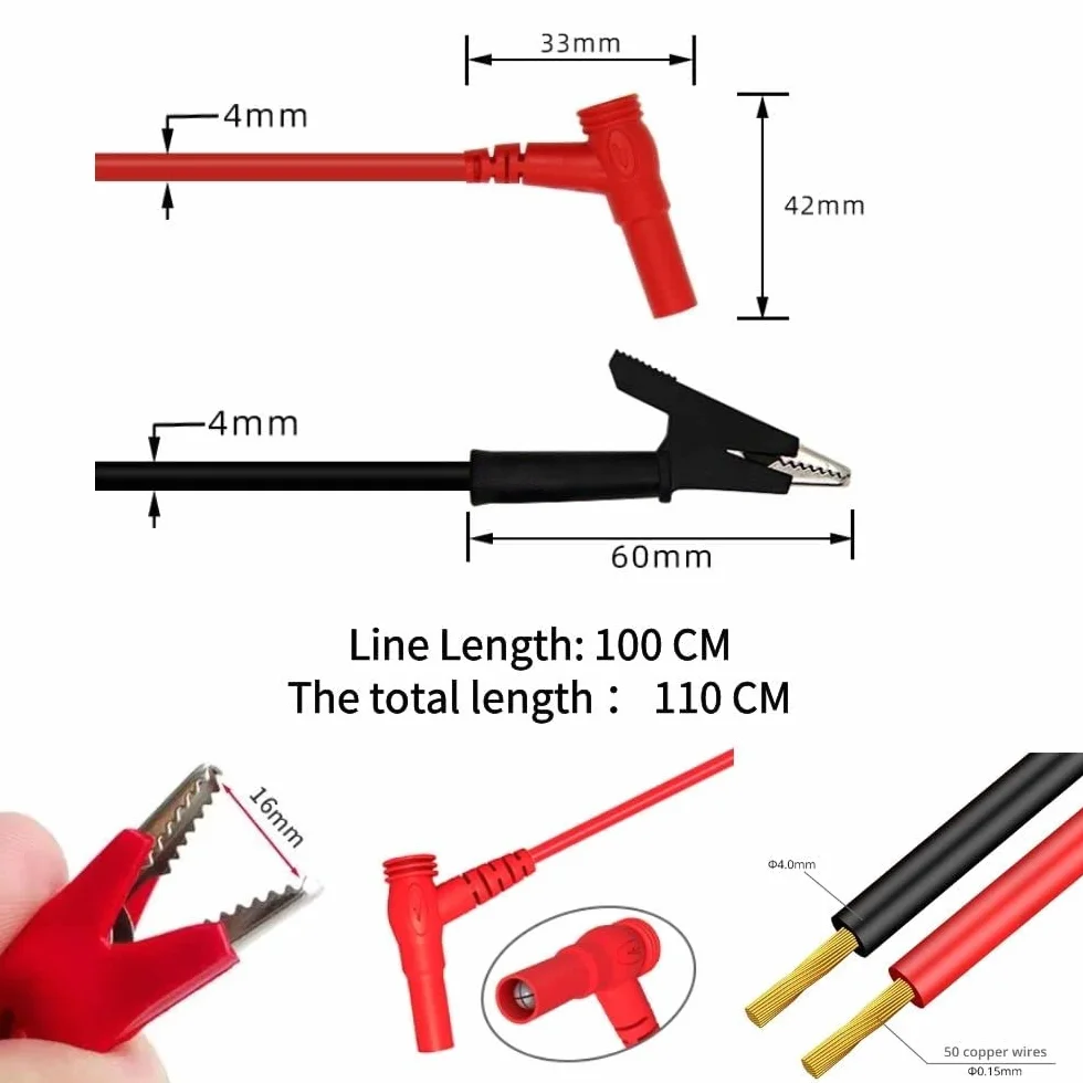 RUNCCI-YUN câbles de test pour multimètre Sondes pince crocodile Kit de Test en Silicone Souple