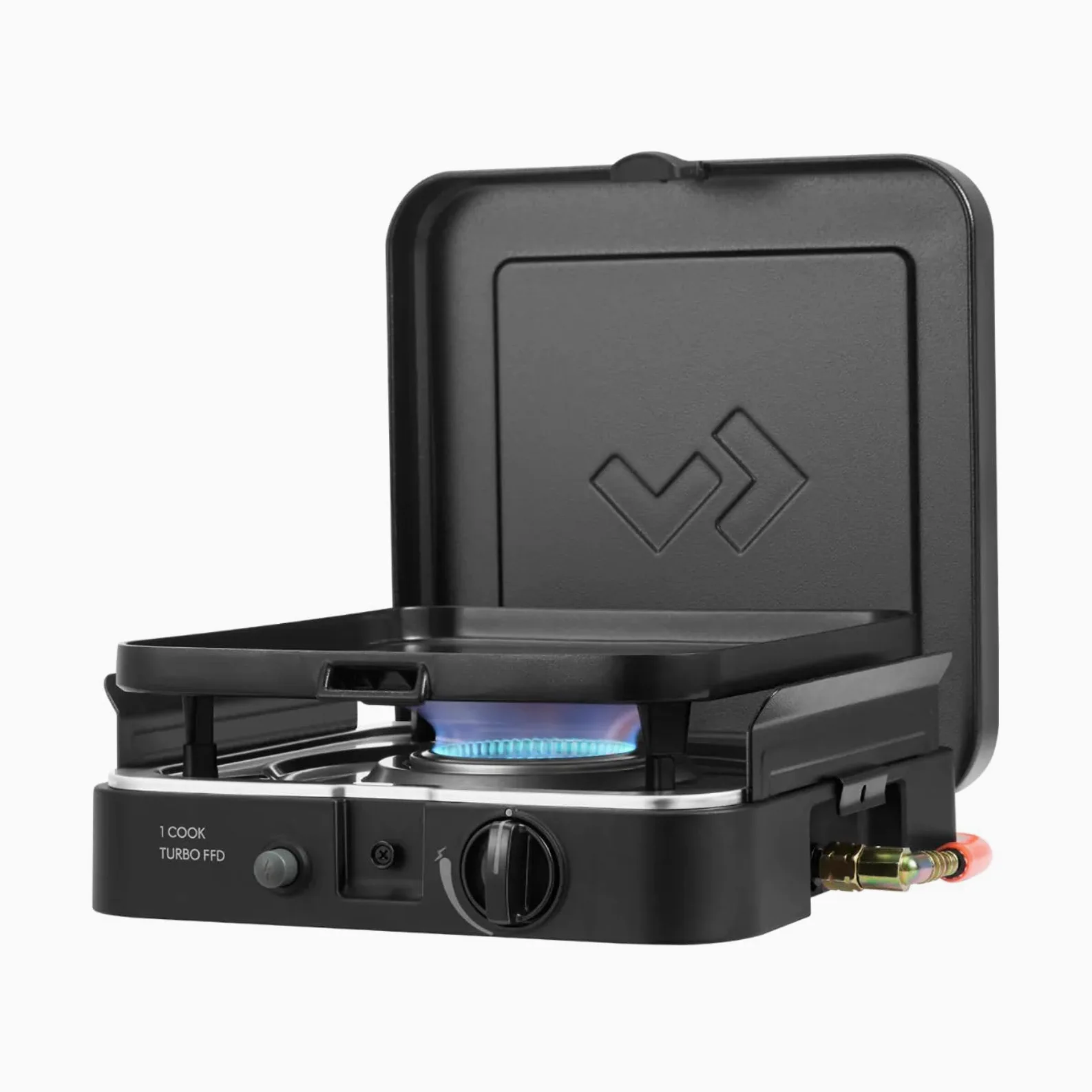 CADAC - 1 Cook Turbo FFD Flat Plate - barbecue - Barbecues portables - Surface de cuisson en acier inoxydable - Incl. Housse de protection - Camping - Les incontournables du barbecue - Noir