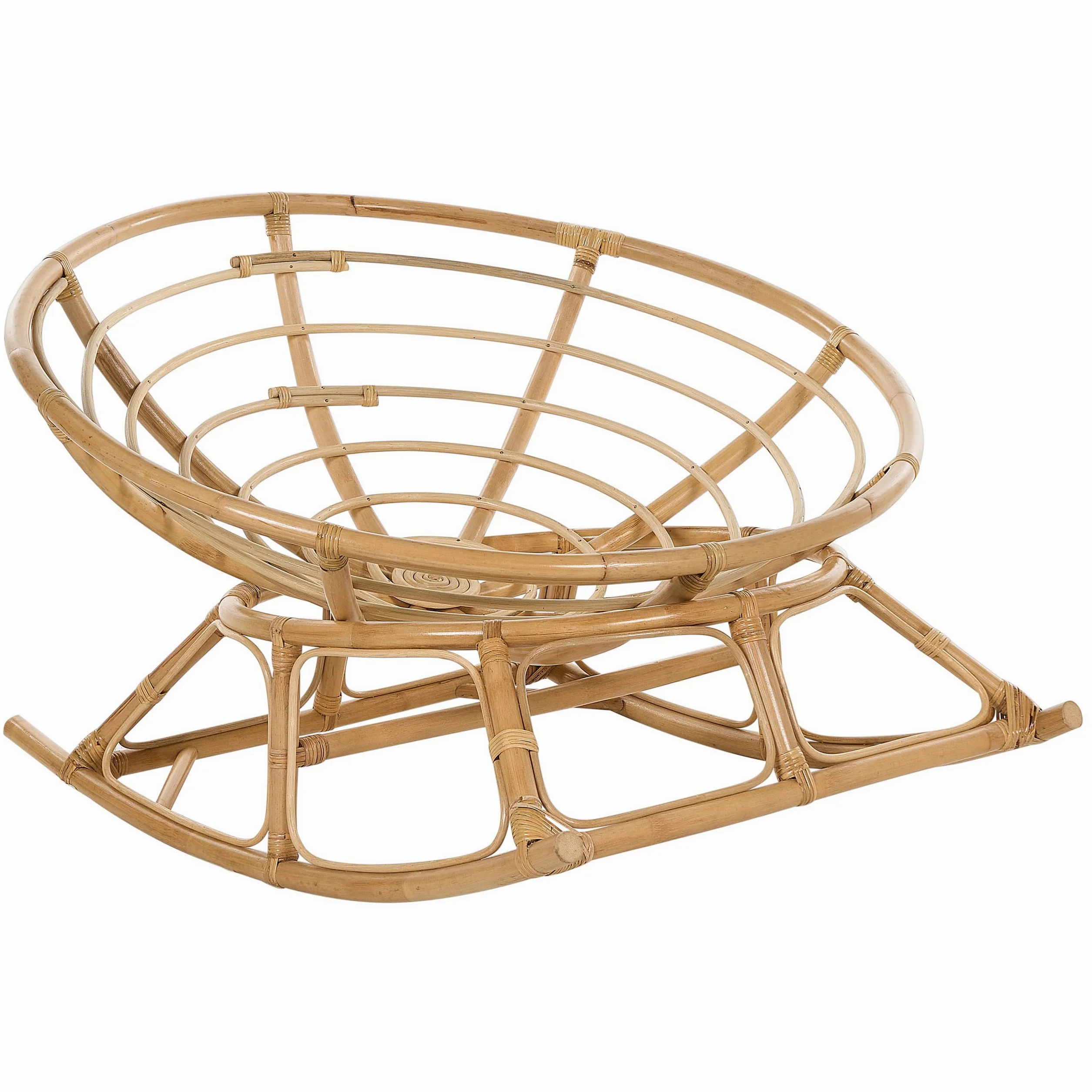 Beliani Fauteuil à Bascule Rond en Rotin Ton Naturel et Beige Clair Empilable Orvieto