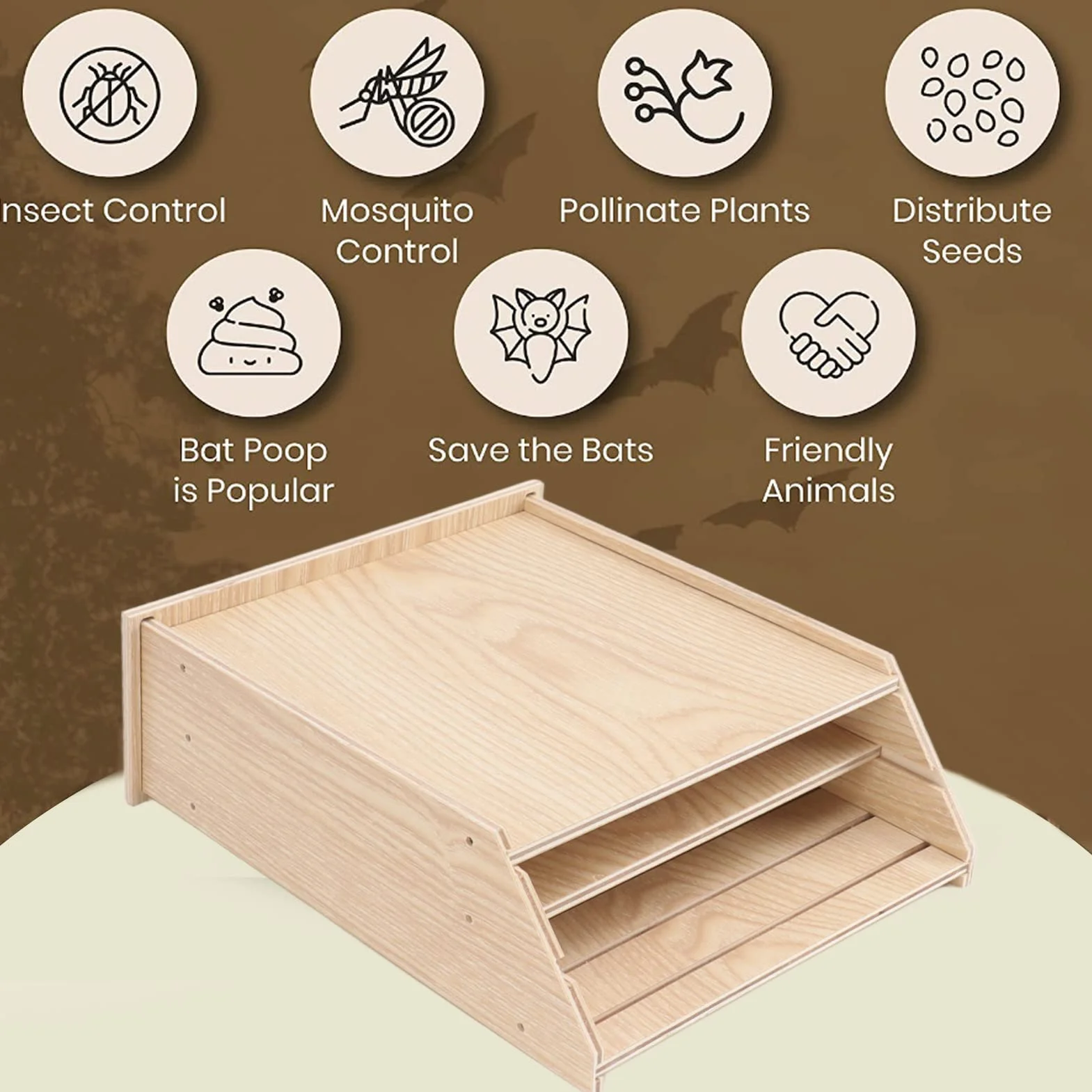 Fabater Maison en Bois pour Chauves-Souris, Abri Extérieur avec 2 Chambres