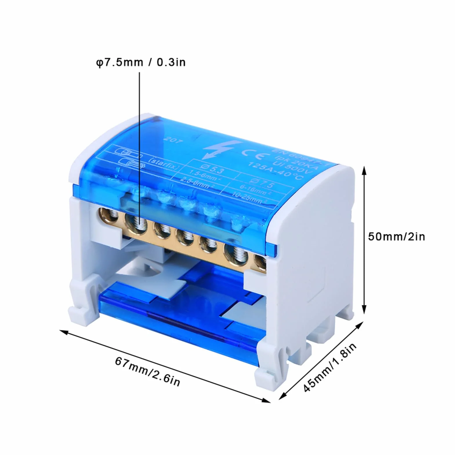 Boîte de distribution rail DIN monophasé 2 niveaux avec cache-poussière transparent 207