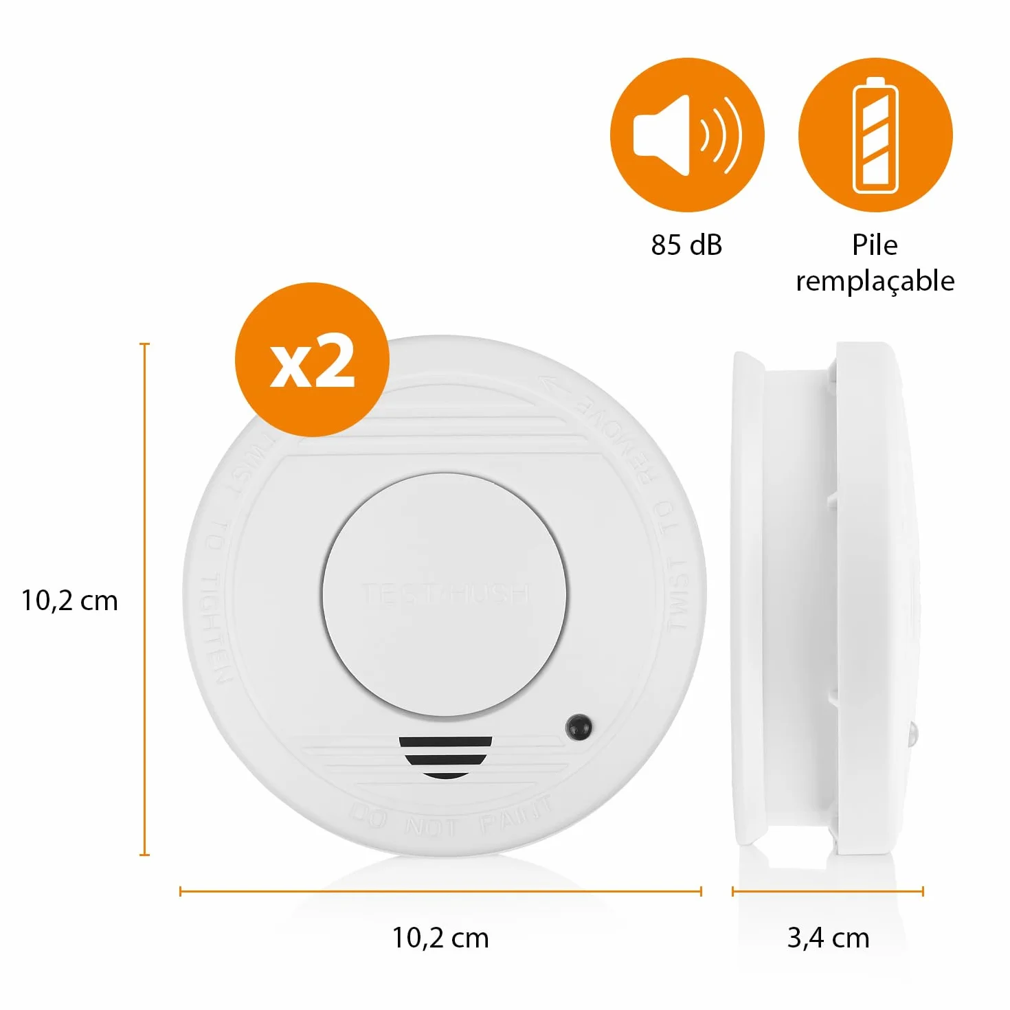 Smartwares Lot de 2 détecteurs de fumée Capteur Optique 10 Ans 85 dB