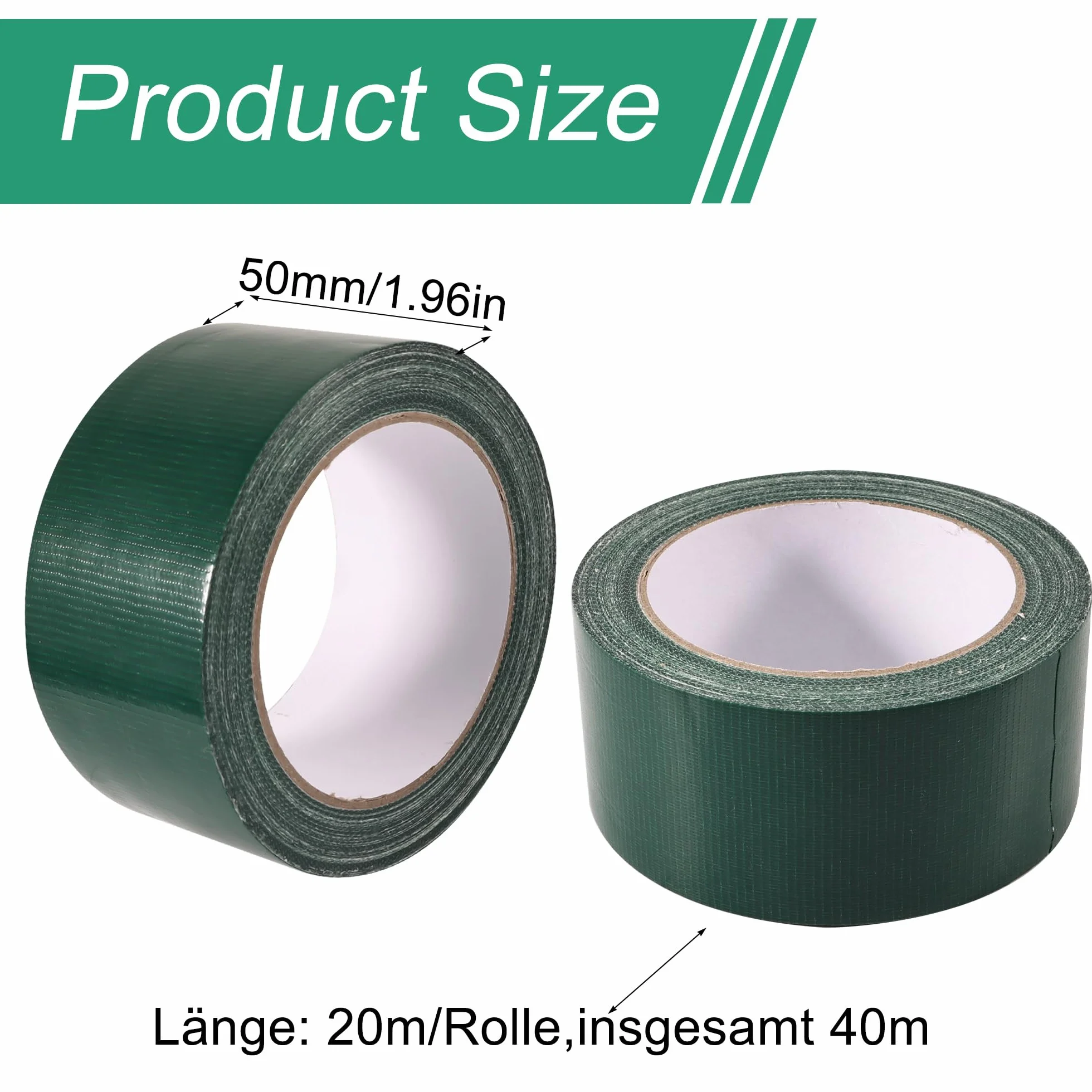 Ruban adhésif blindé extra fort 50 mm x 20 m Vert étanche ruban de réparation industrielle lot de 2