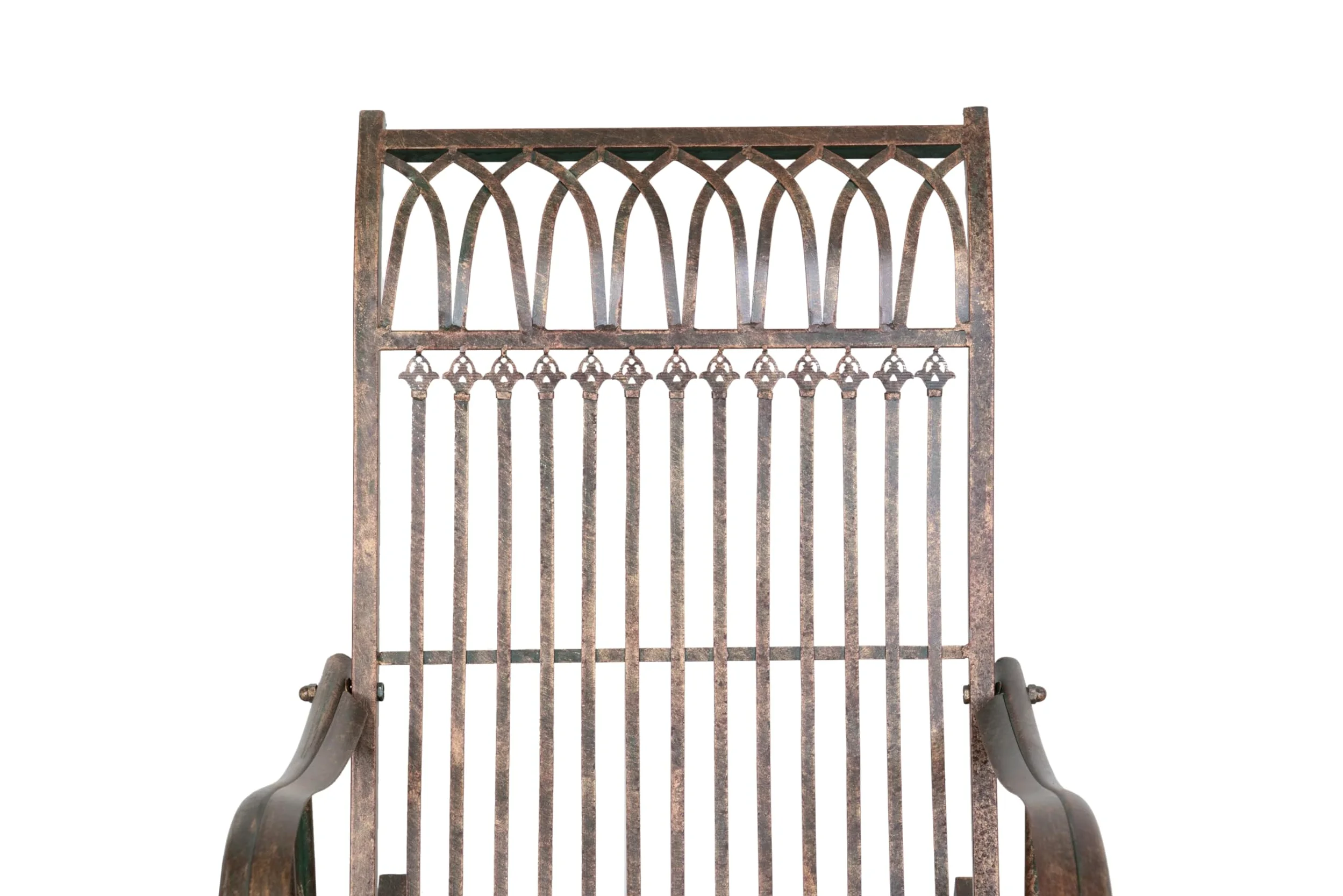 Biscottini Fauteuil à Bascule en Fer forgé Finition Rouille patinée L127XPR64xH90 cm