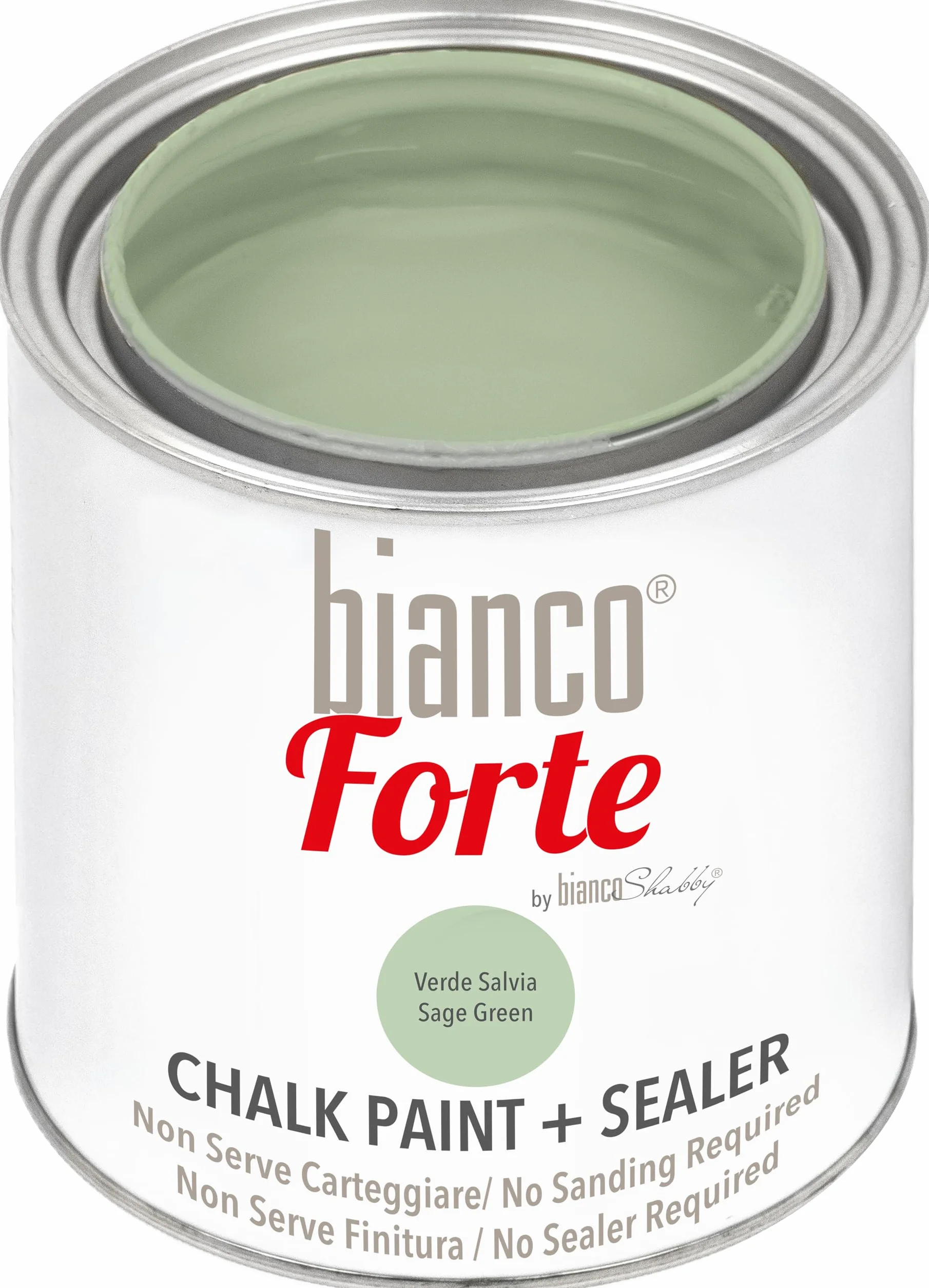 Bianco Forte Peinture à la Craie & Vernis 2-en-1 250ml Vert Sauge Finition Mate Intérieur Extérieur