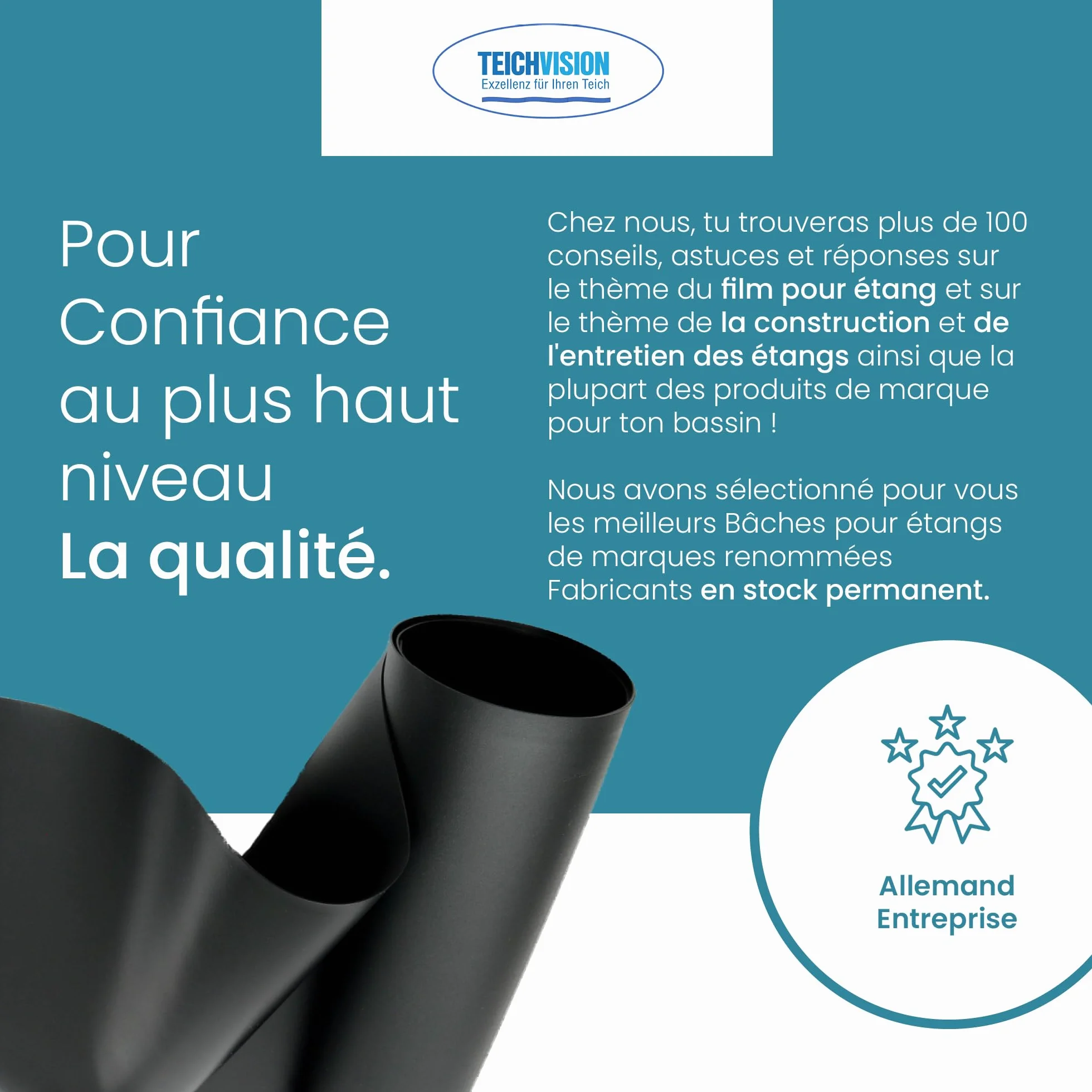 TeichVision bache Bassin PVC Noir 0,5 mm 4m x 7m pour étangs biotopes piscines naturelles
