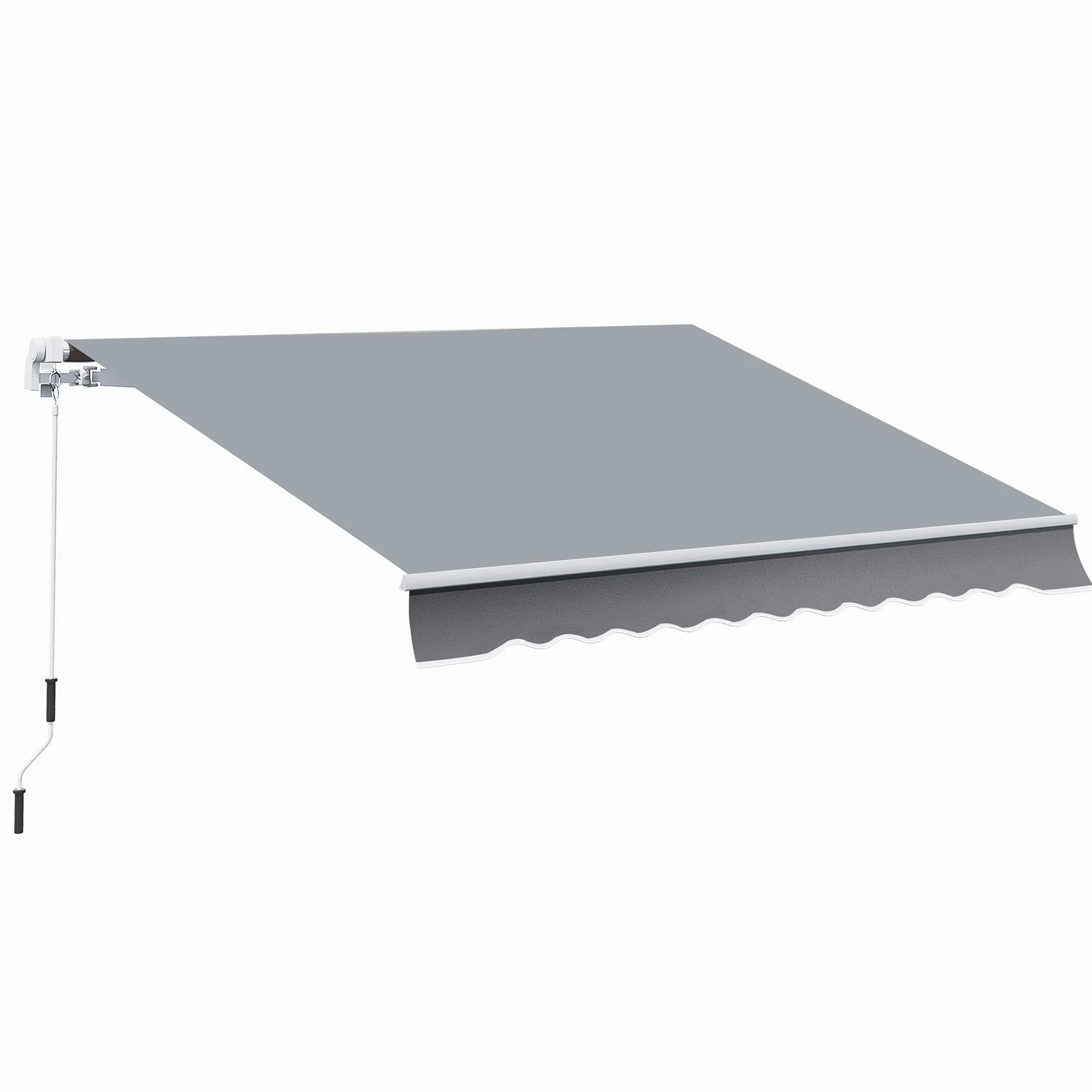 Outsunny Store banne Manuel rétractable 395 x 245 cm Store Exterieur terrasse avec manivelle, Angle réglable 45°-85°, Aluminium et Polyester 280 g/m², Protection UV, auvent de terrasse, Gris