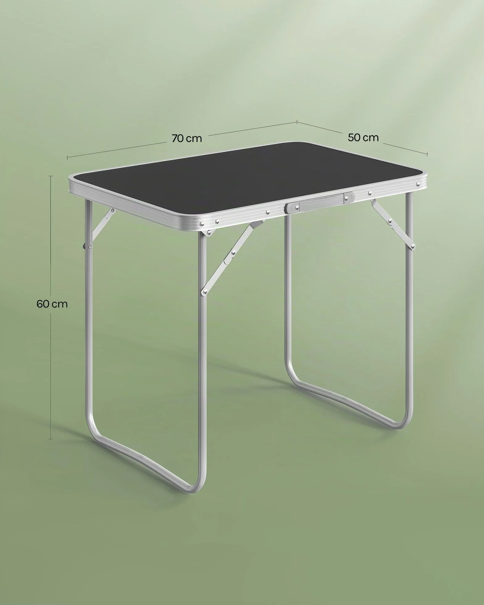 WOLTU Table de Camping Pliante Aluminium MDF 70x60x50 cm Noir