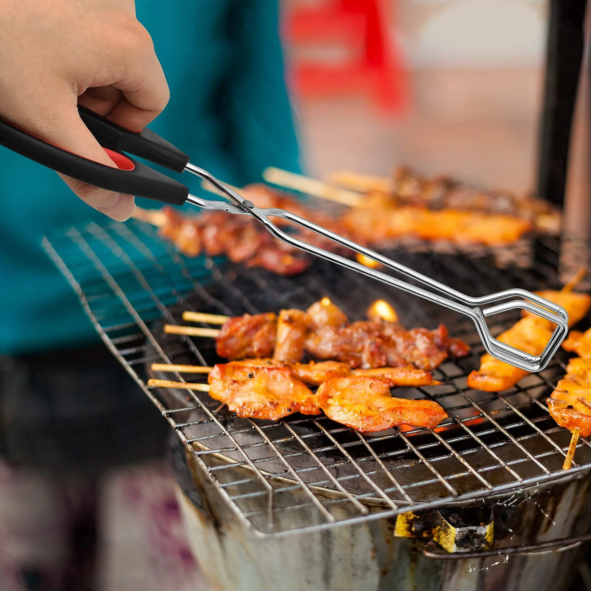 2x Pinces à Barbecue de 9 et 11 Pouces, Pinces à Ciseaux en Acier Inoxydable, Pinces à Grill pour Cuisson, Pinces d'Alimentaire, Pain, Buffet, Nourriture, Pince de Cuisine avec Poignée Confortable