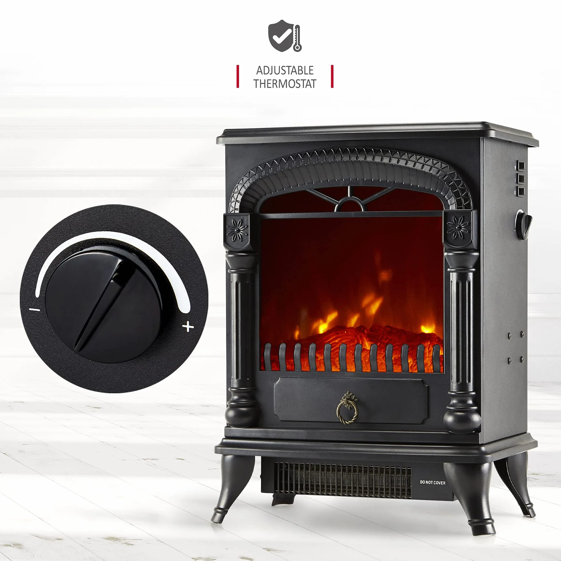 NETTA Poêle électrique effet brûleur à bois 1750-1950 watts portable LED flamme
