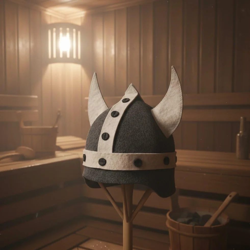 Chapeau De Sauna Viking en Feutre De Laine pour Sauna Finlandais, Hammam