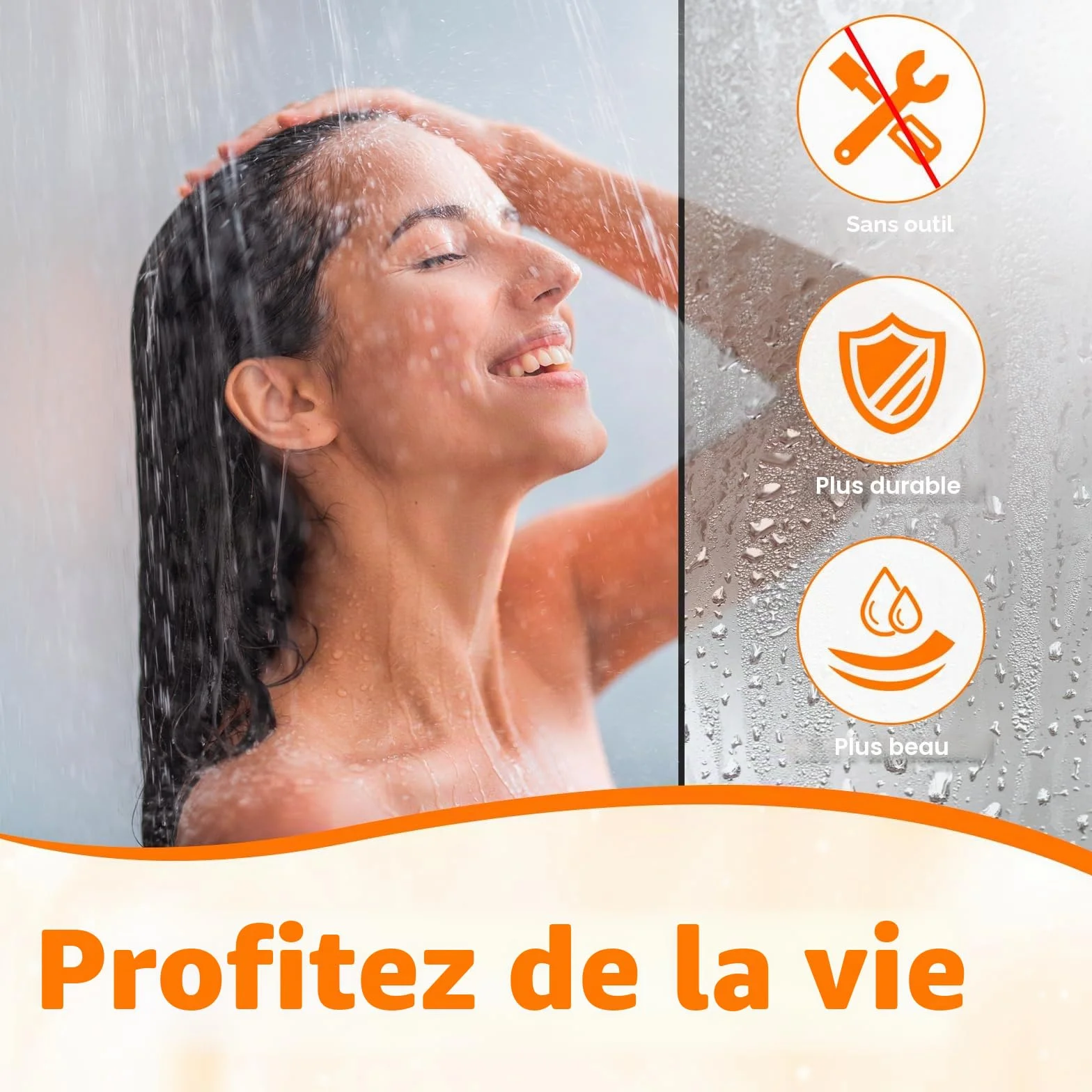 Joints d'étanchéité pour Portes de Douche en Verre 80CM, Vitre 5-8 MM, 2 Pièces, Transparent