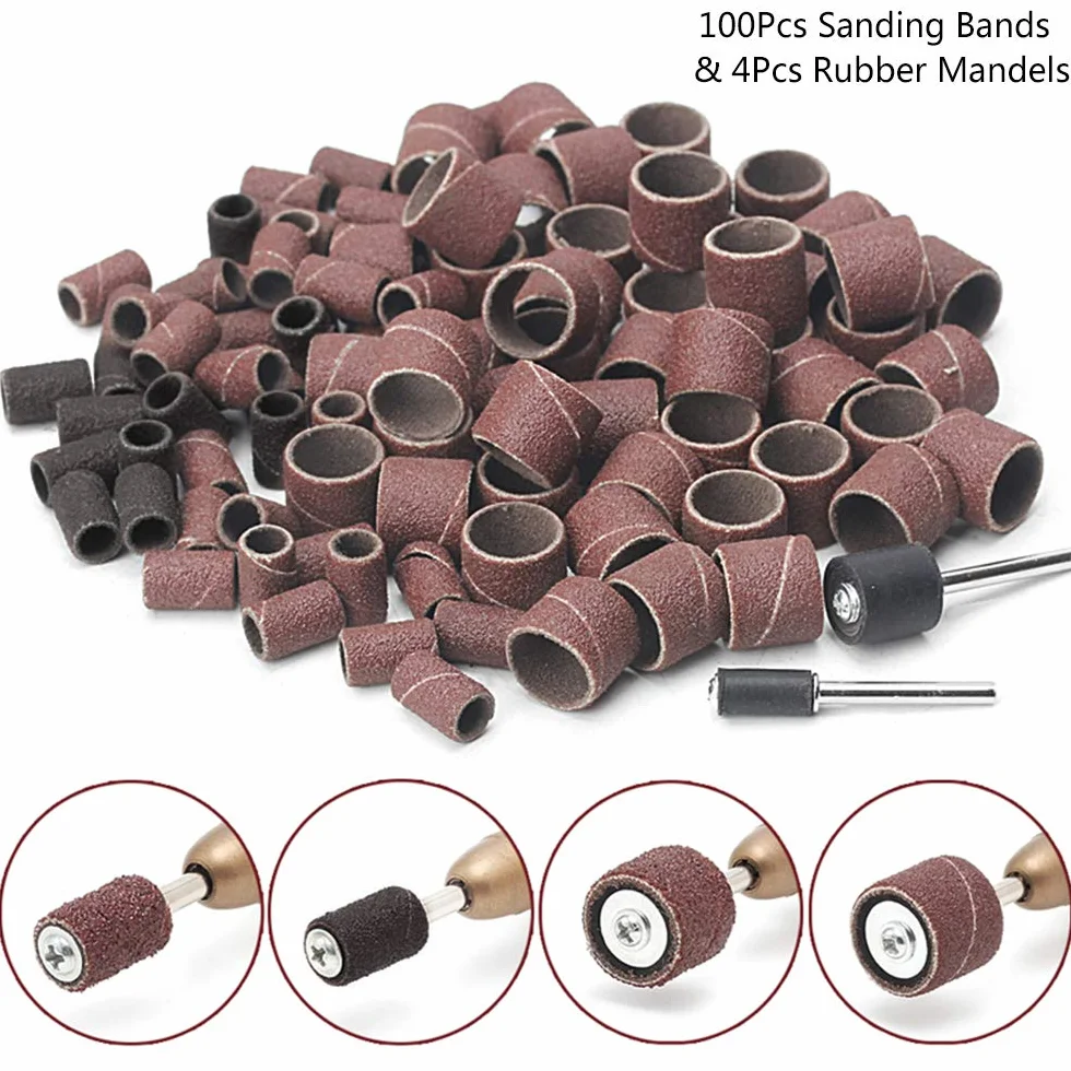 Cylindres Ponceuse Abrasifs Manches Ponceuse Tambour 60 120 320 Grain avec Kit Rotant 4 Mandrins Tubulaires