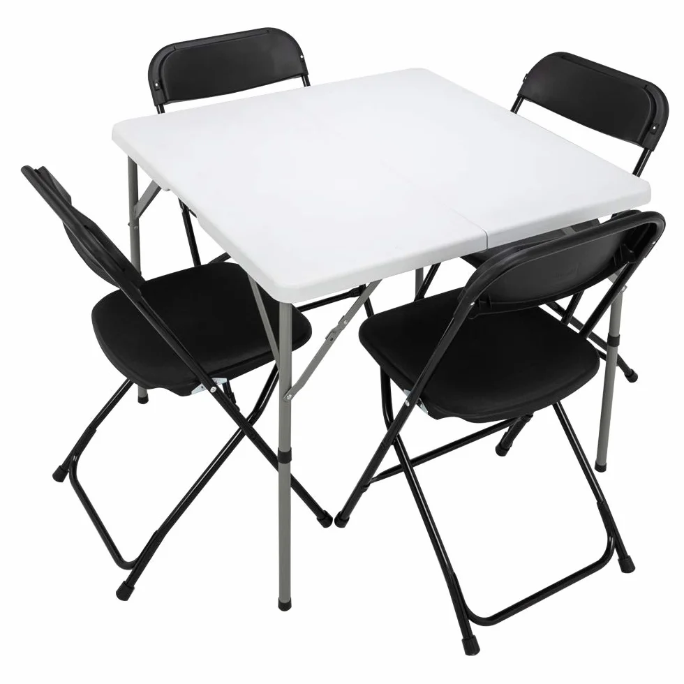 LEADZM Table Pliante Camping 86x86x74 cm Acier Stable 6-8 Personnes