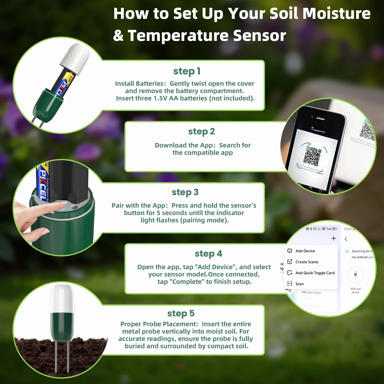 Humidimètre pour plantes Xtsuen, capteur d'humidité du sol sans fil Wi-Fi 2 en 1