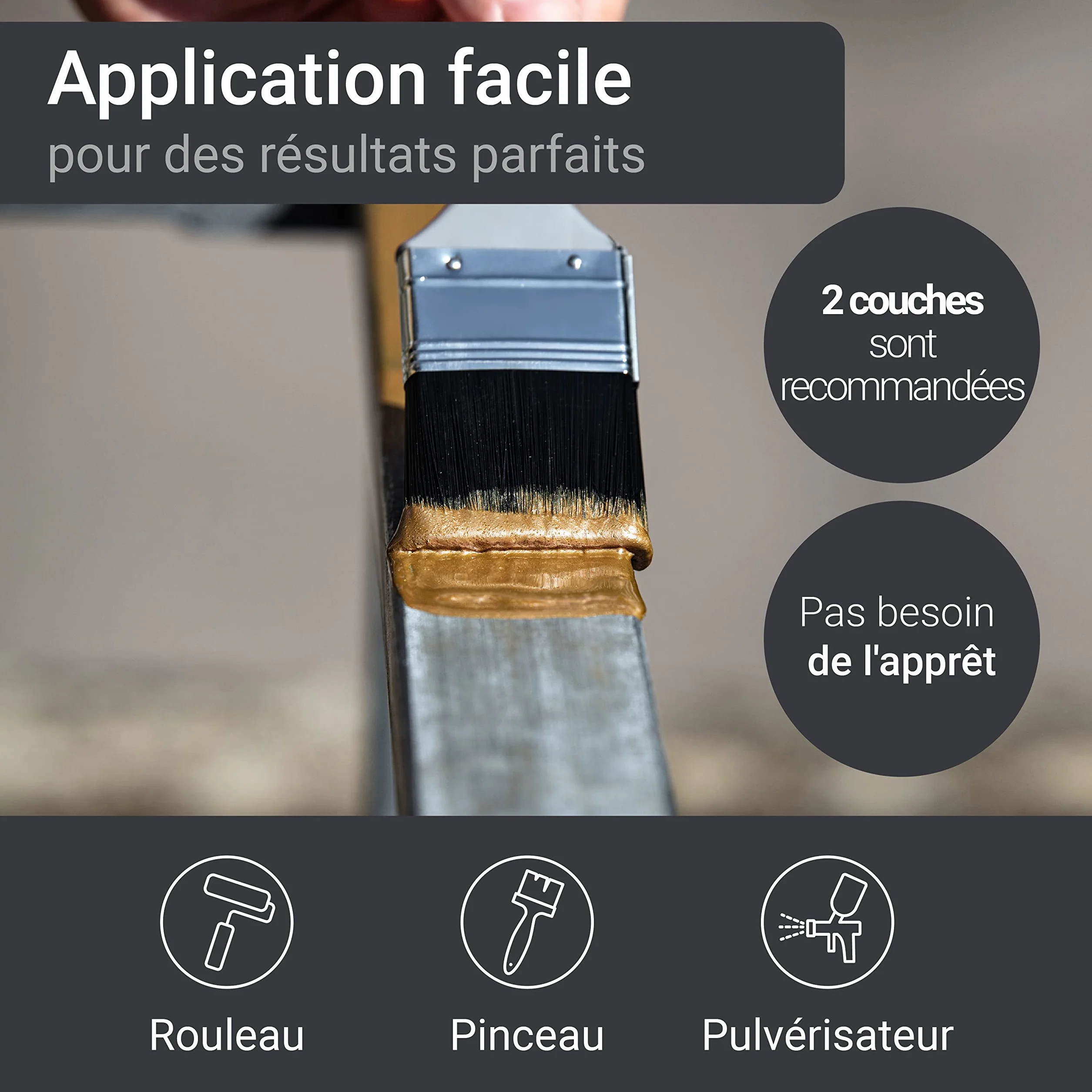 WO-WE Peinture Métal W908 Fer & Acier Anti-rouille 3en1 Gris anthracite 2,5L