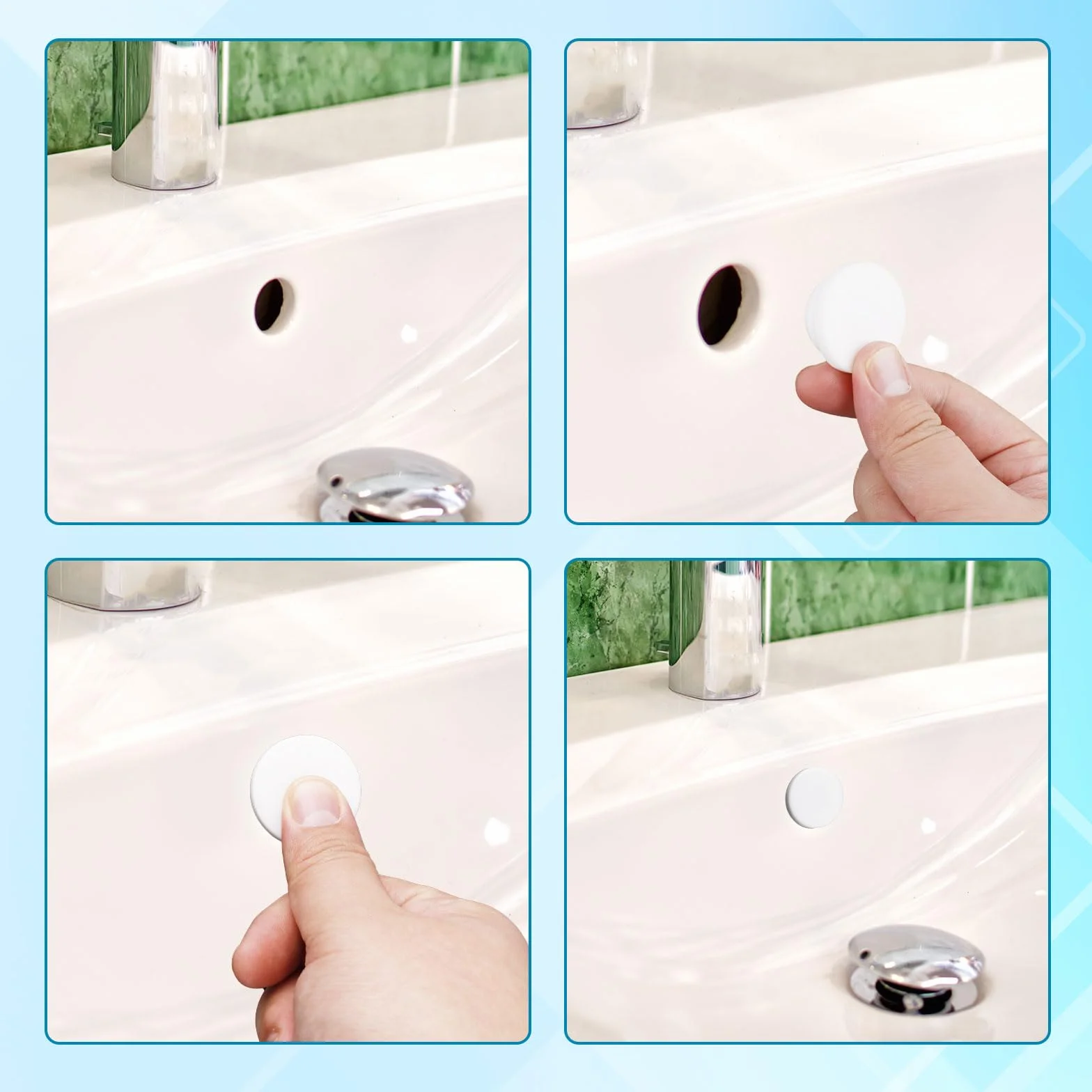 Bouchon de Trop-Plein d'Évier Silicone 2pcs, Cuisine Salle de Bain Caoutchouc Rond Anneau Garniture Lavabo