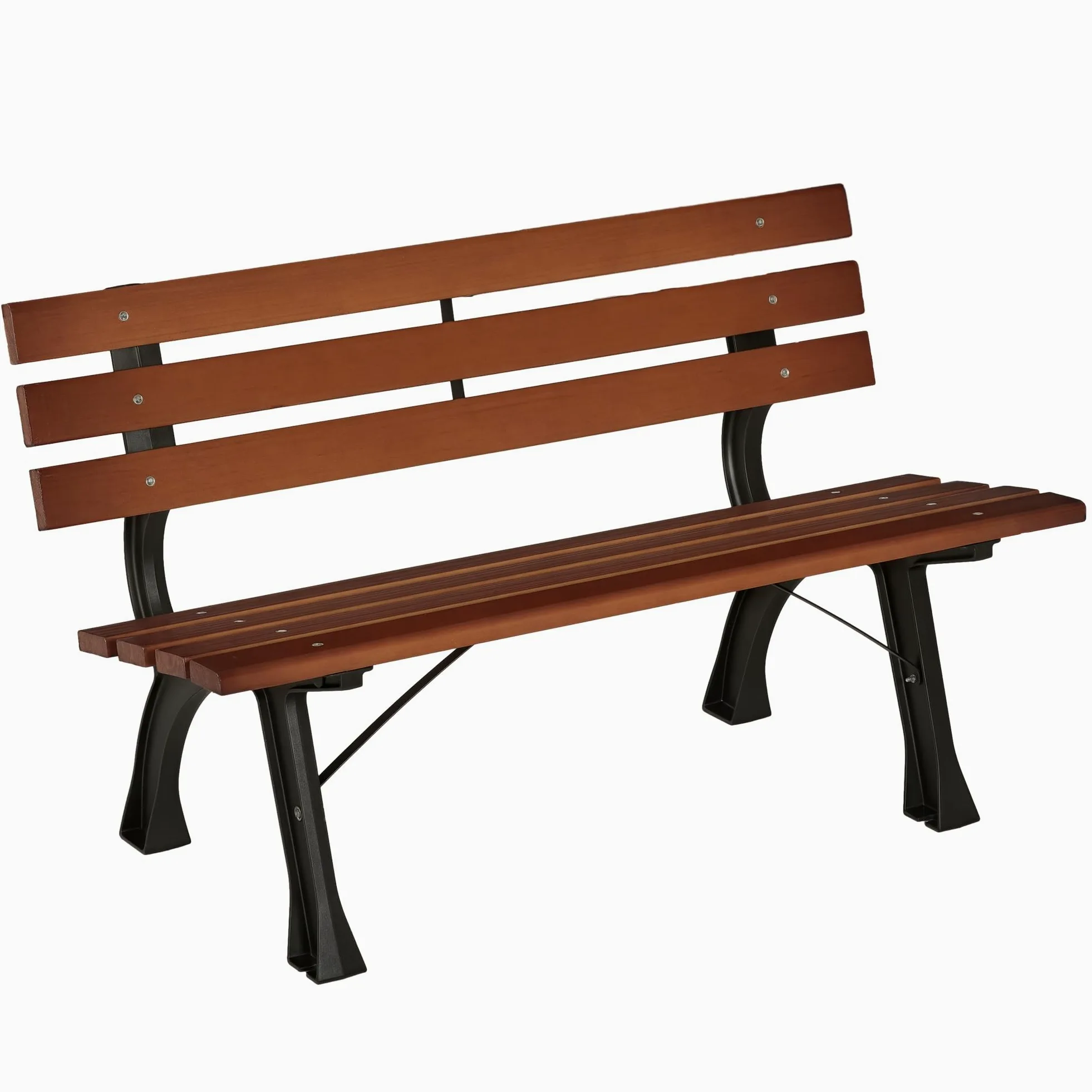 Outsunny Banc de Jardin extérieur 2 Places en Aluminium et Lattes de Bois, dim. 120L x 57l x 70H cm