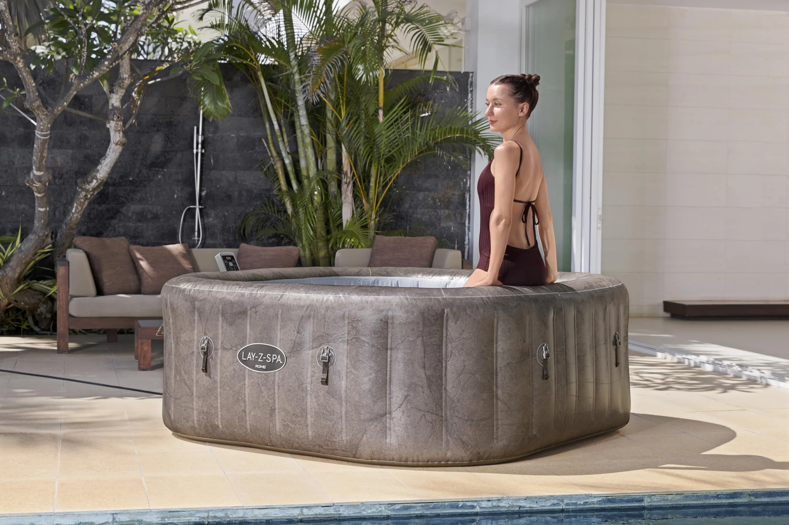 Bestway Rome MaxHold EnergySense UltraFit Smart AirJet 6 Carré en marbre Marron 71"x71"x28"
