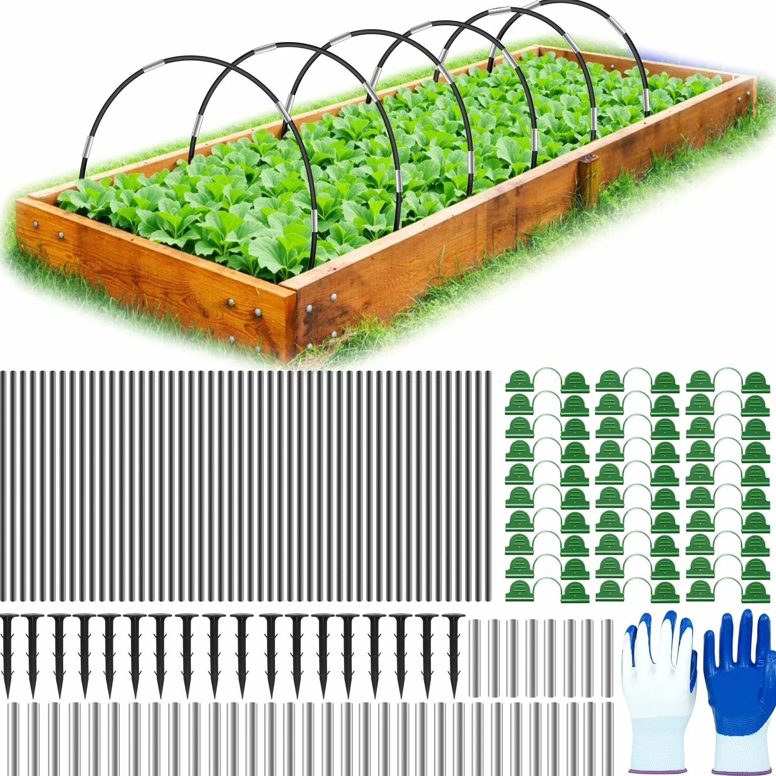 YADODO Arceau pour Serre Tunnel, 50 PCS Arceaux Serre de Jardin avec 30 Clips Kit de Maison de Cerceau De Jardin, Arceau de Jardin,Cerceau pour Serre de Jardin, Garden Arceaux pour Serre Tunnel