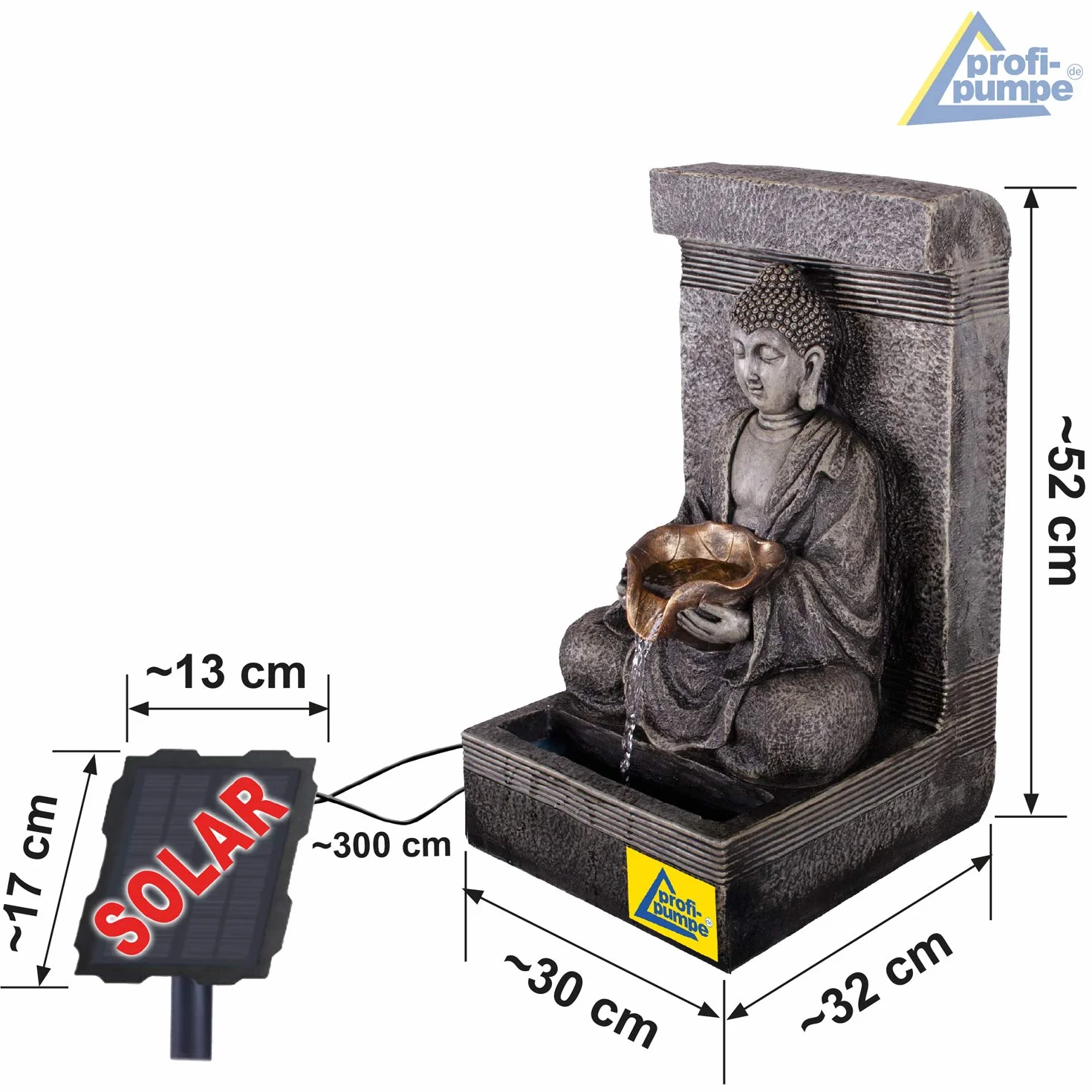 Fontaine de Jardin Solaire décorative avec lumière LED et Pompe d'Eau Gris Clair pour Terrasse Balcon Jardin