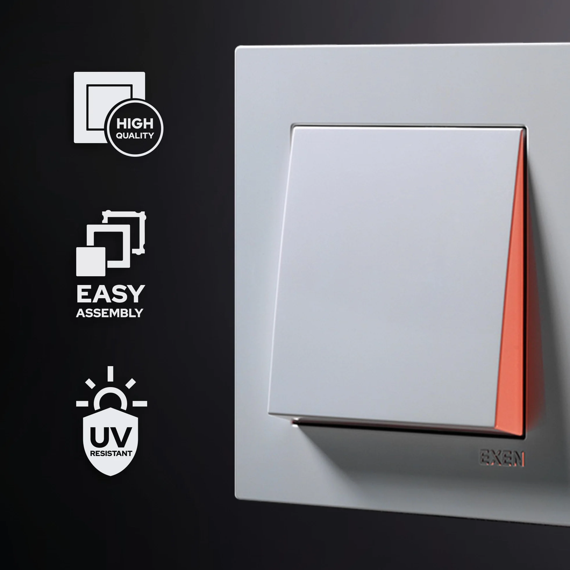EXEN Cadre de Finition Cinq Blanc 368 mm 5 Postes Série ODAK Plaque Murale Encastrable Design Moderne