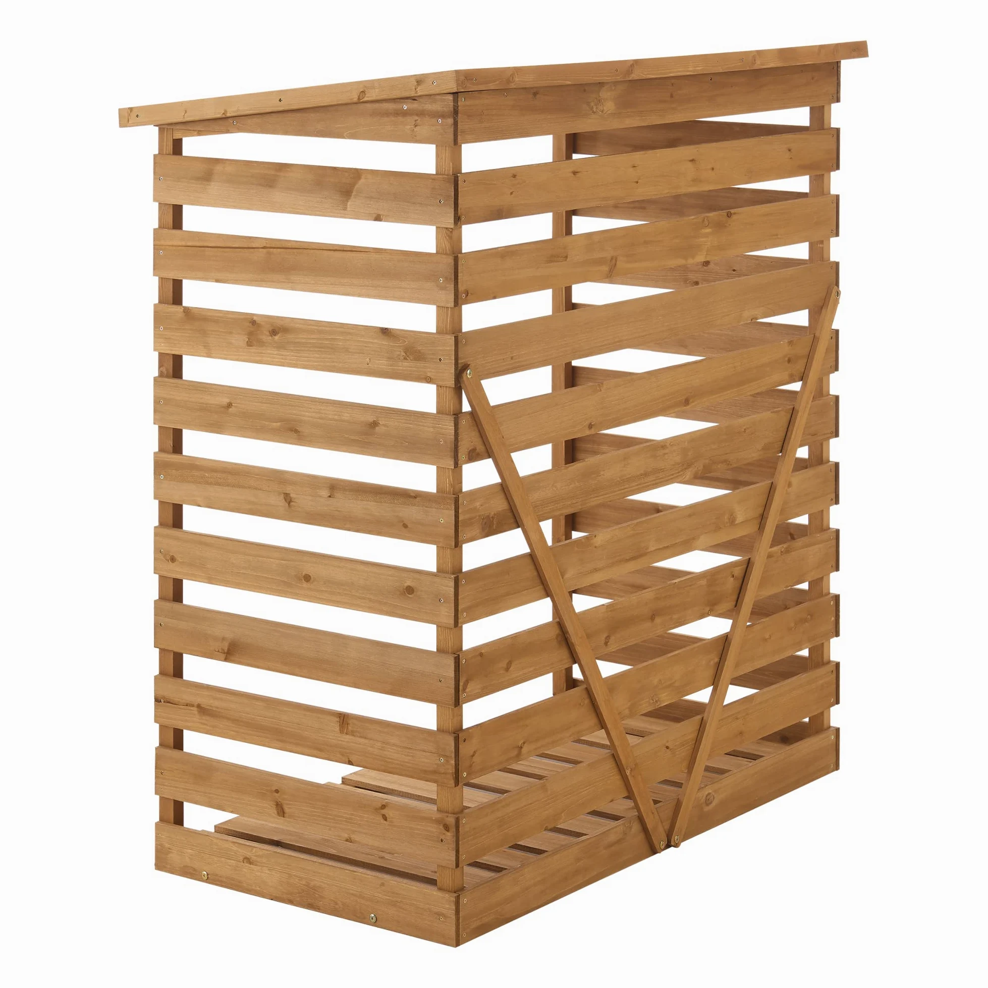 [en.casa] Abri-Bûches Couvert Résistante aux Intempéries Support Bois de Chauffage Range-Bûches pour Stockage Protection Pluie Robuste Extérieur Sapin Toiture Bitumé 123 x 116 x 64 cm Naturel Vert