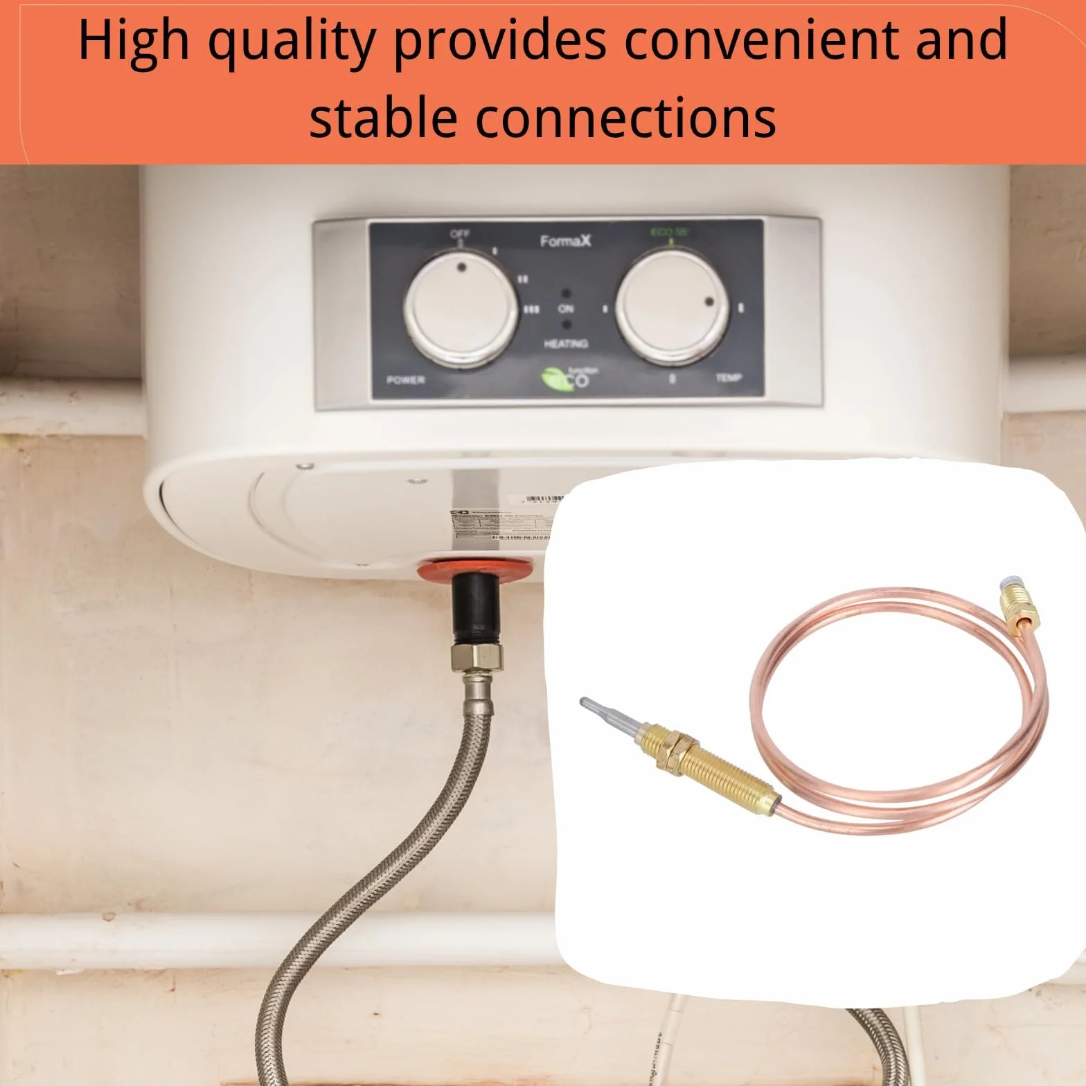 Thermocouple à Gaz Universel M8 de 600mm, Kit Thermocouple pour Chauffage au Gaz, Brasero, Four, Chauffe-eau, Sonde Haute Température à Réponse Rapide, Pièce de Rechange et Accessoire