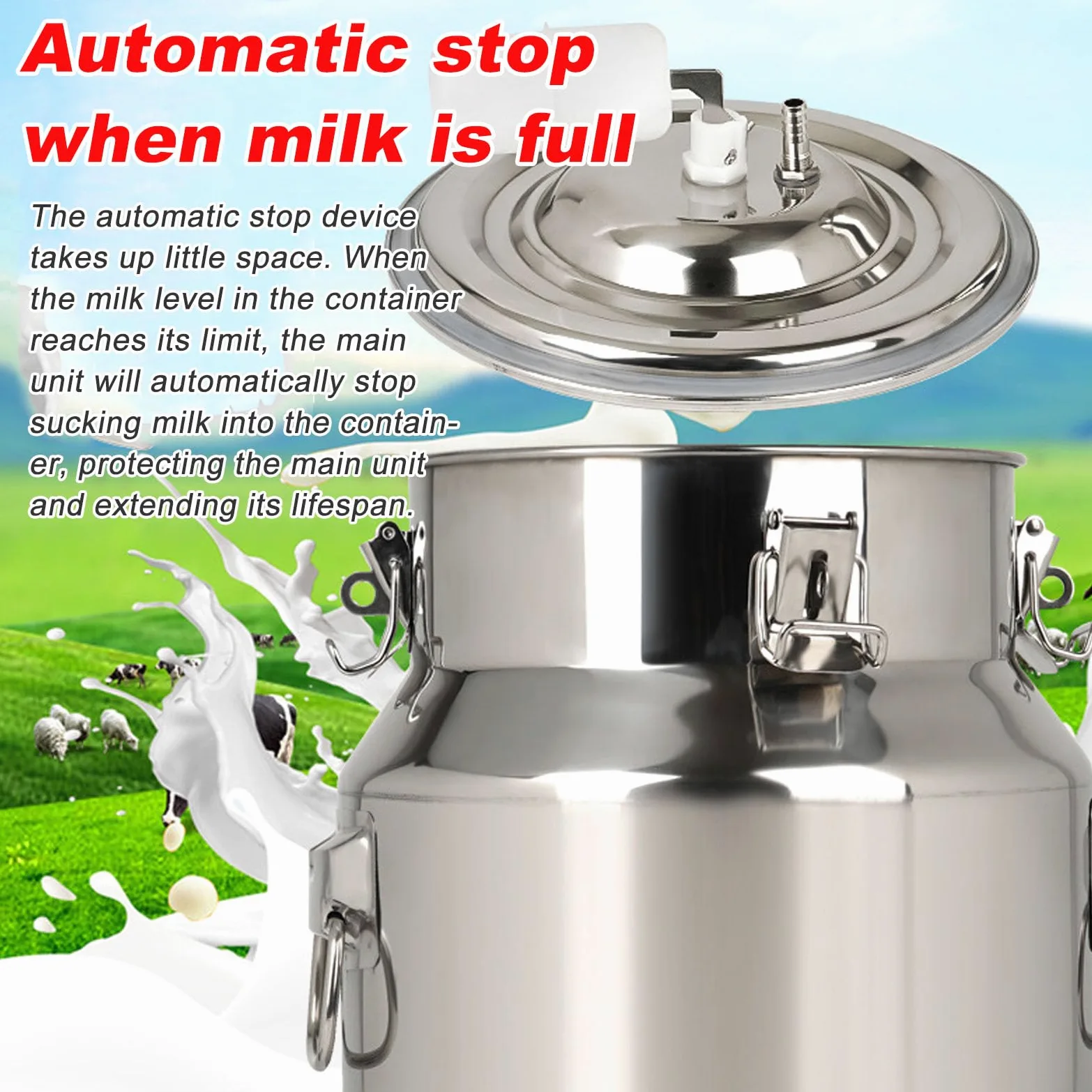 Machine À Traire Électrique Avec Technologie De Pulsation - Capacités 3L-14L Et Arrêt Automatique | Réservoir En Acier Inoxydable Pour Vaches Et Chèvres | Usage Domestique Et Agricole , 10L, goat