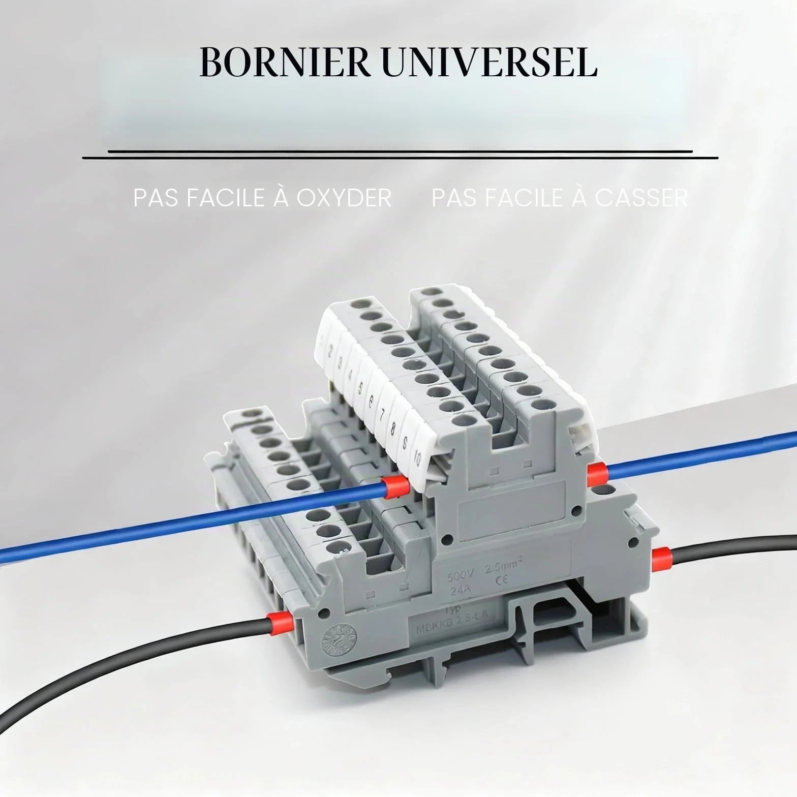 Kit de Blocs de Connexion pour Rail DIN UK/ MBKK2.5 Borniers, Barrette de Connexion