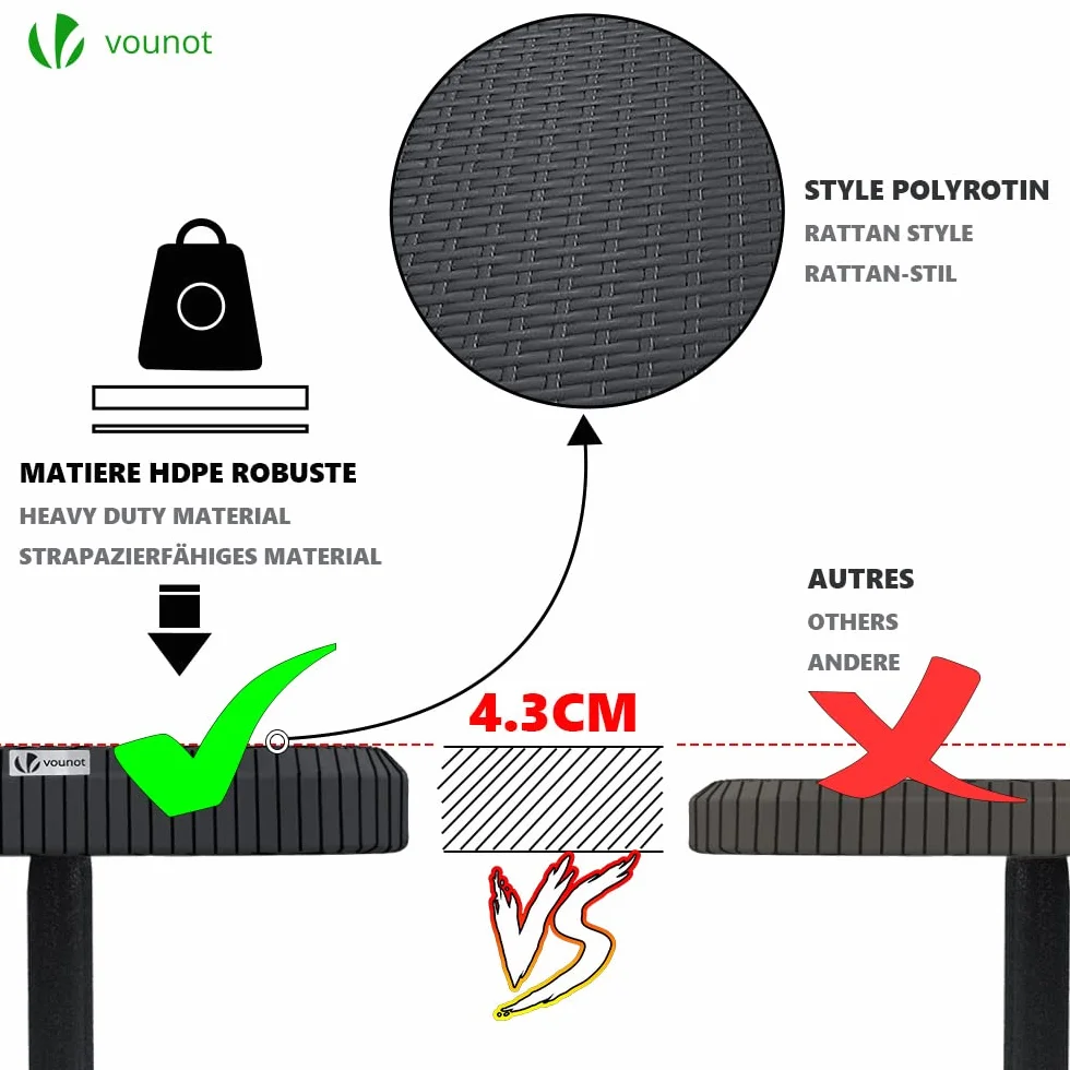 Ensemble Table Pliante et Bancs Pliables Camping 180cm HDPE Polyrotin 8 Places Noir